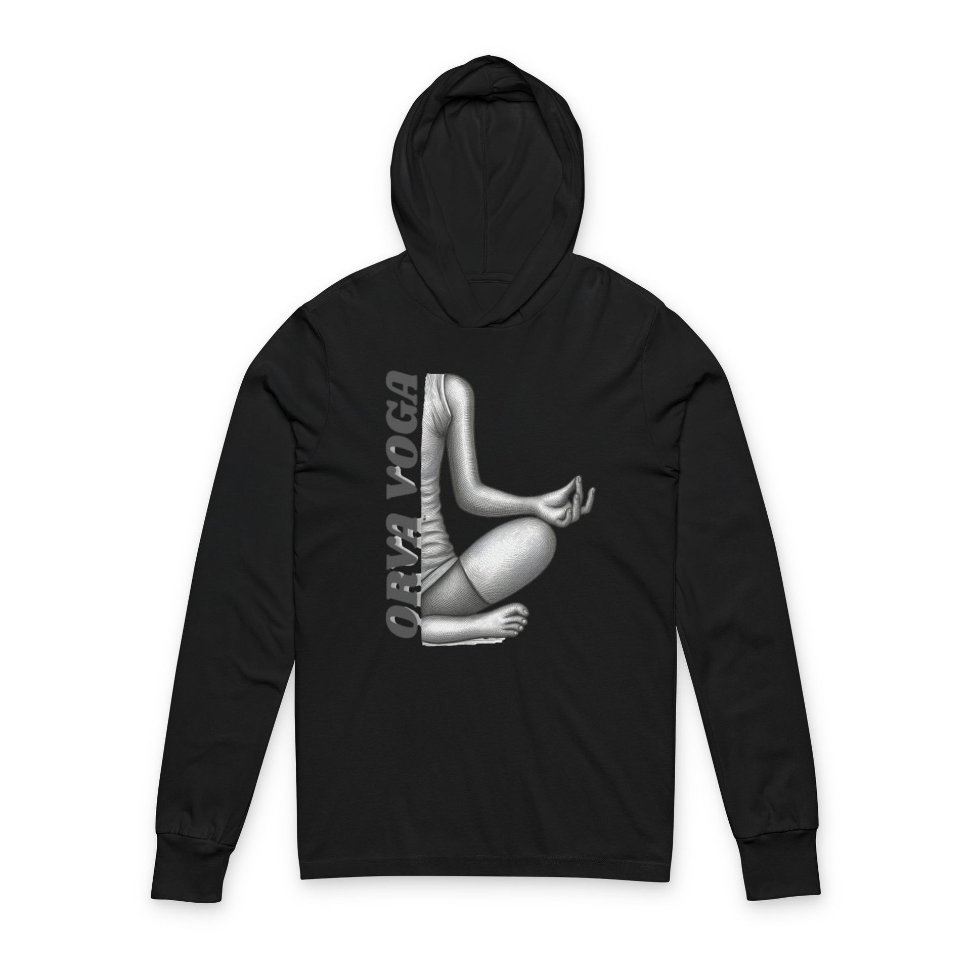 Yoga Hoodie Tee — 'Orva Voga' Meditative Pose Graphic Long Sleeve