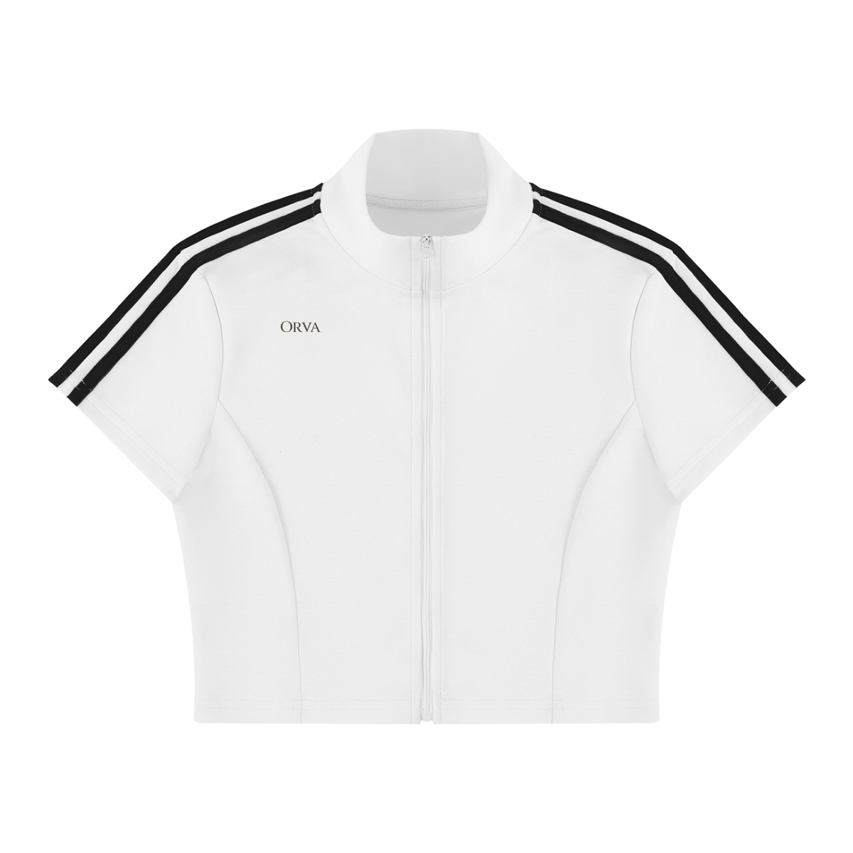 Women's Cropped Full Zip Short Sleeve T-Shirt