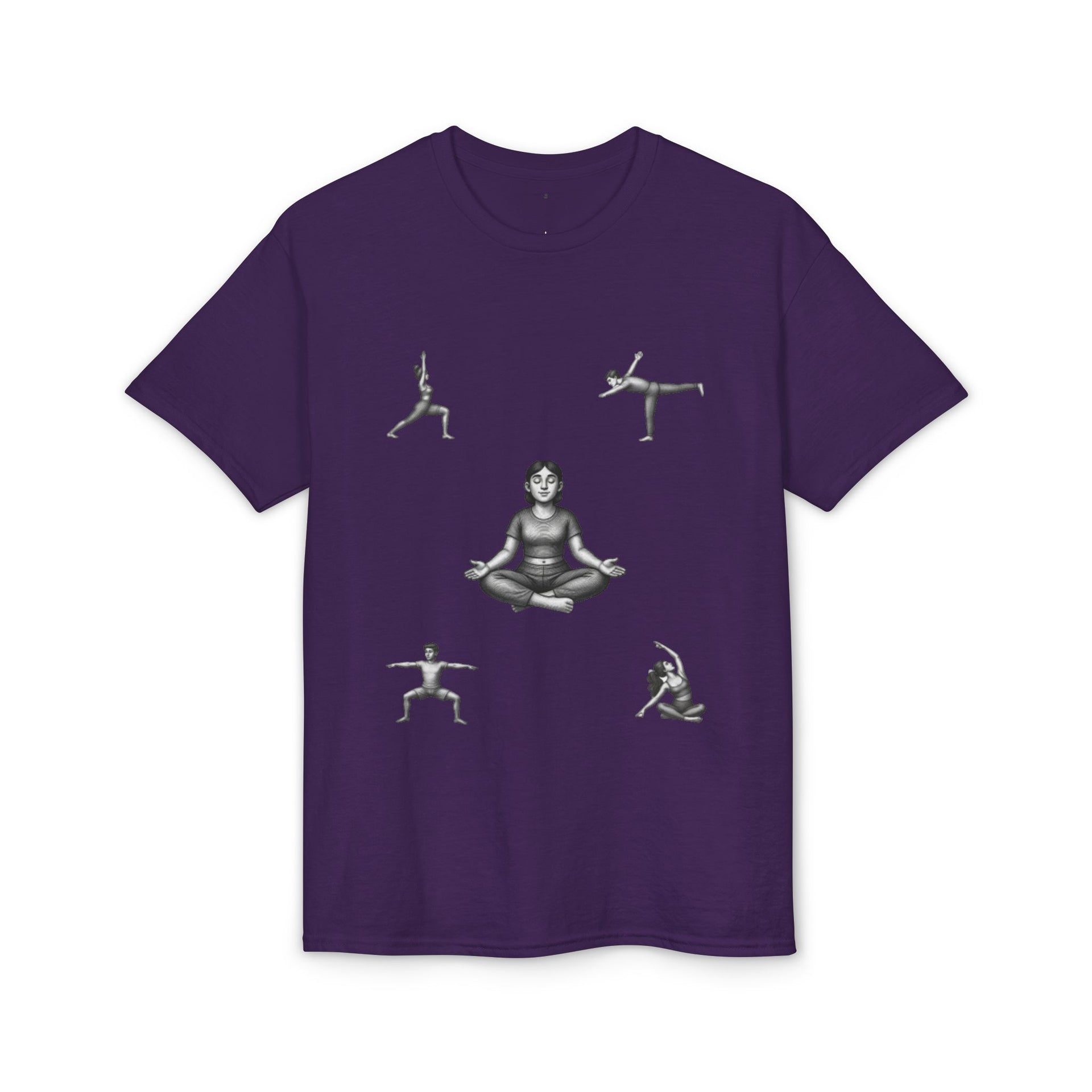 Yoga Poses T-Shirt — Meditating Figure with Asanas Graphic Tee