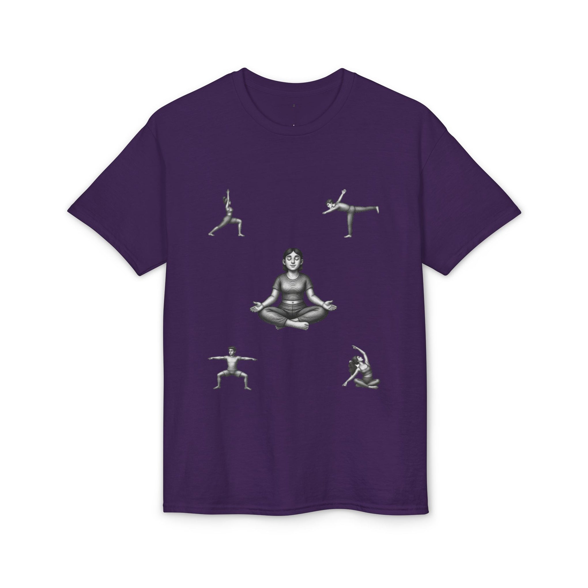 Yoga Poses T-Shirt — Meditating Figure with Asanas Graphic Tee