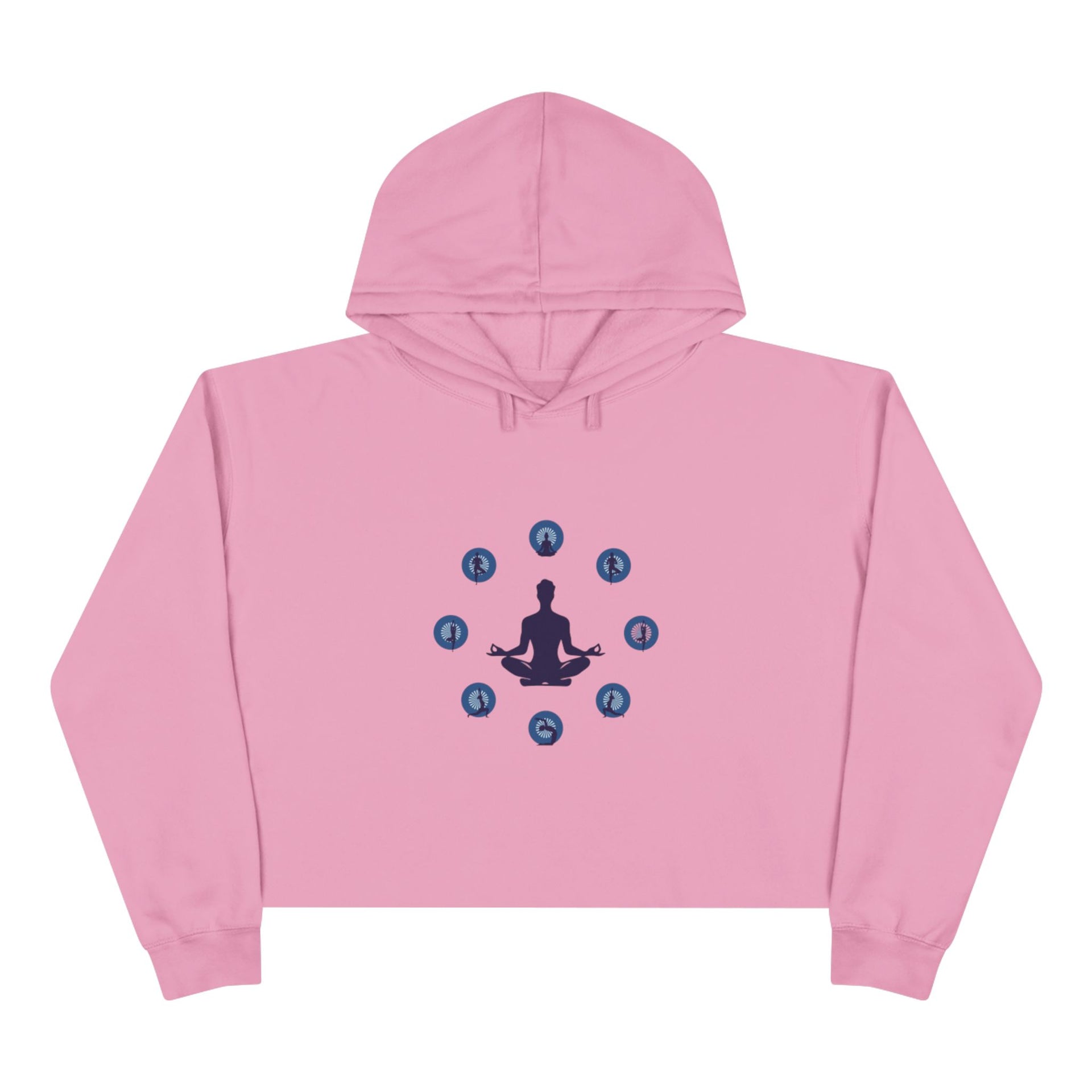 Chakra Meditation Crop Hoodie – Yoga Silhouette with Chakra Symbols