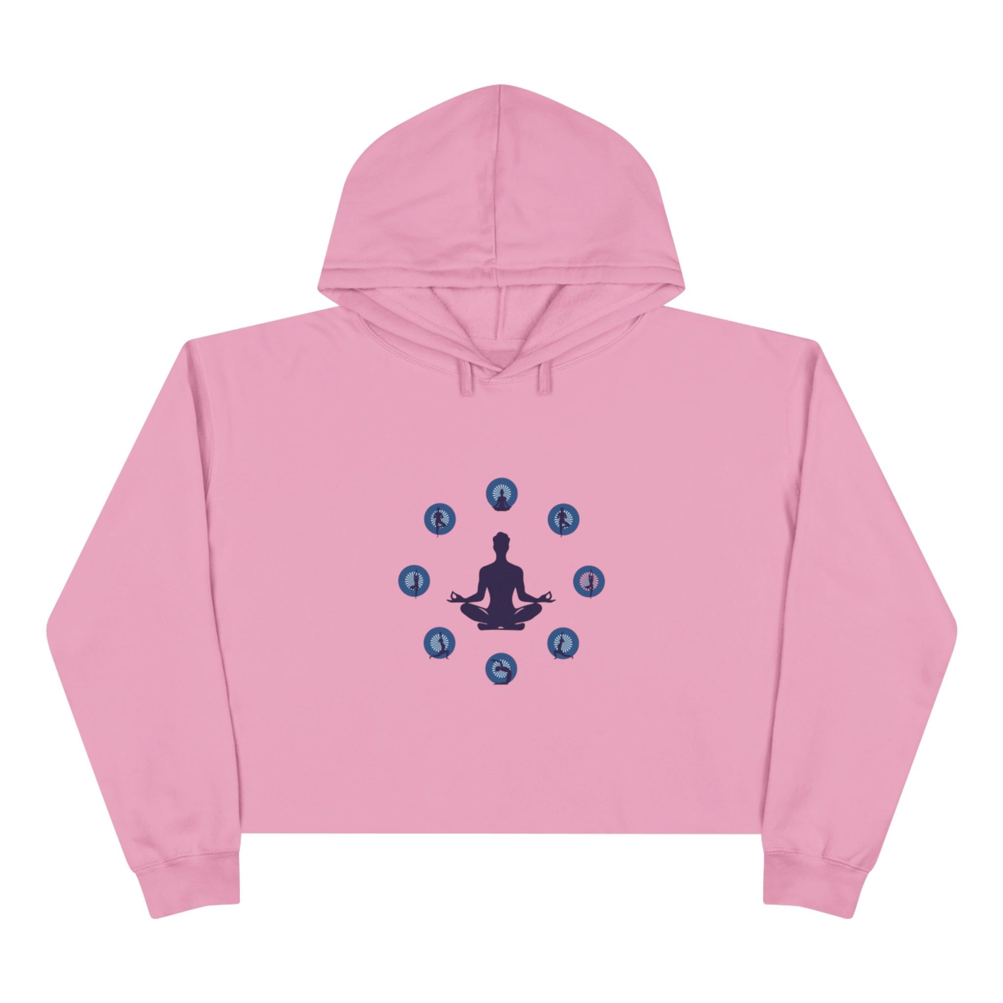 Chakra Meditation Crop Hoodie – Yoga Silhouette with Chakra Symbols