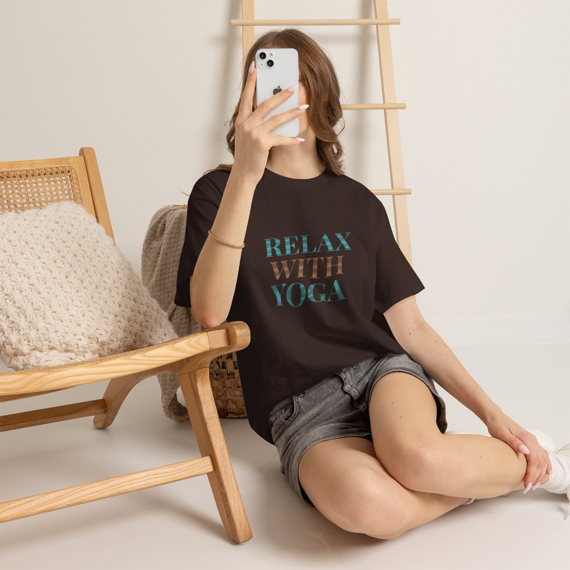 Relax With Yoga T-Shirt — Minimal Wellness Tee for Yogis & Meditation