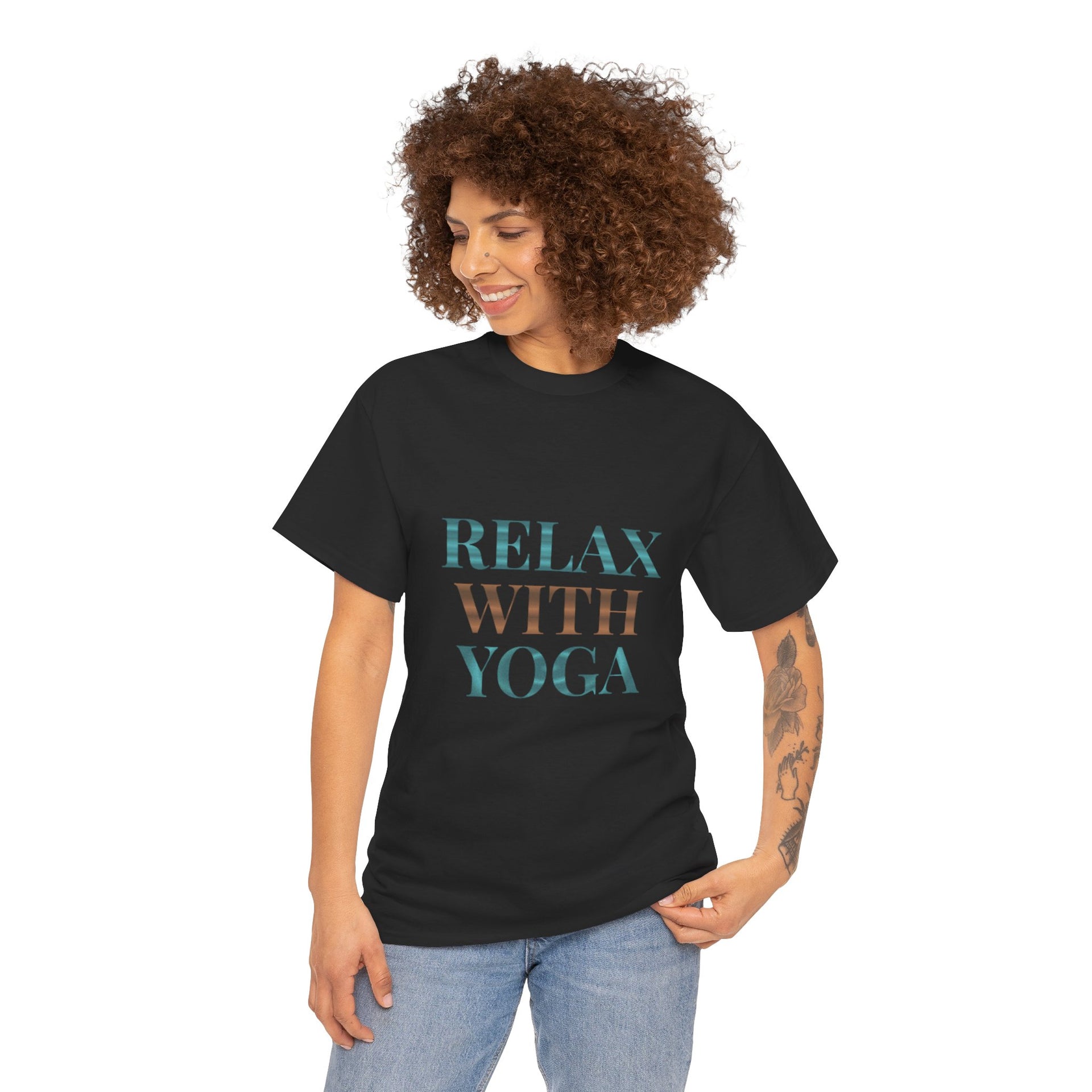 Relax With Yoga T-Shirt — Minimal Wellness Tee for Yogis & Meditation