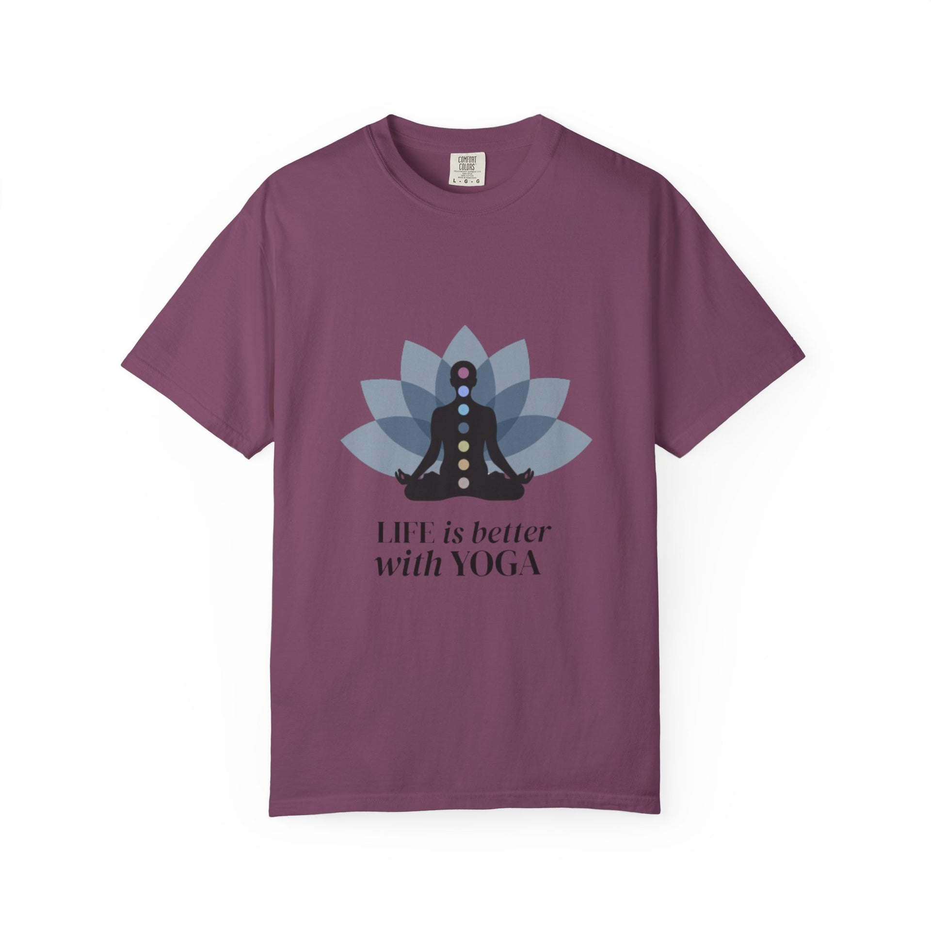 Yoga Chakra T‑Shirt — "Life Is Better With Yoga" Meditation Lotus Tee