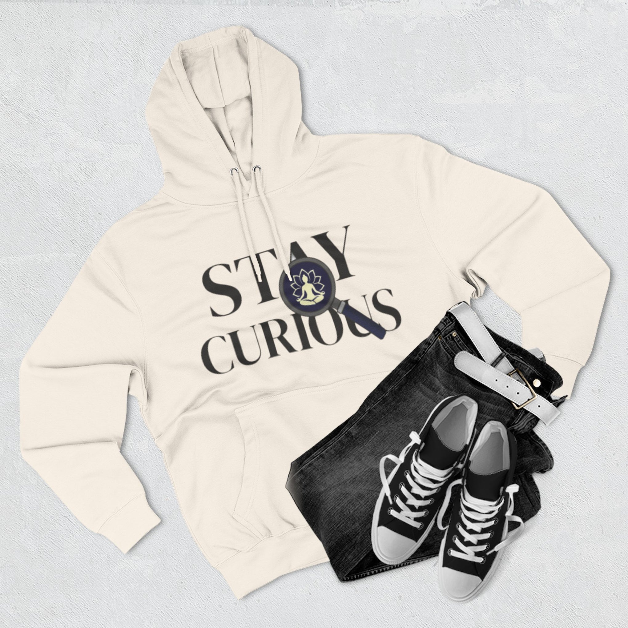 Stay Curious Fleece Hoodie — 'Inhale Exhale' Mindfulness Hoodie