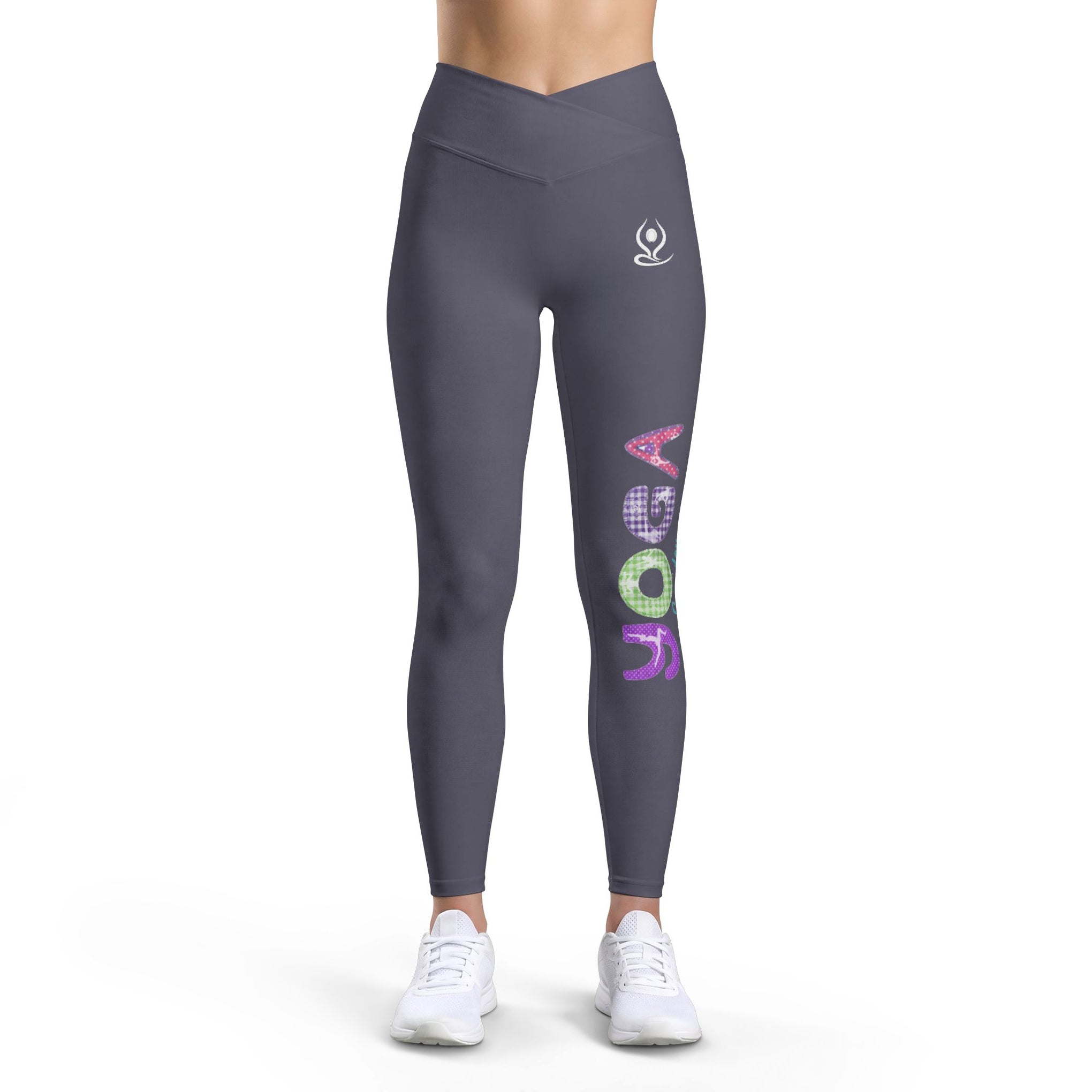 Yoga Leggings — Women’s Luxe High-Waist Yoga Leggings with Colorful Gradient ‘YOGA’ Side Print