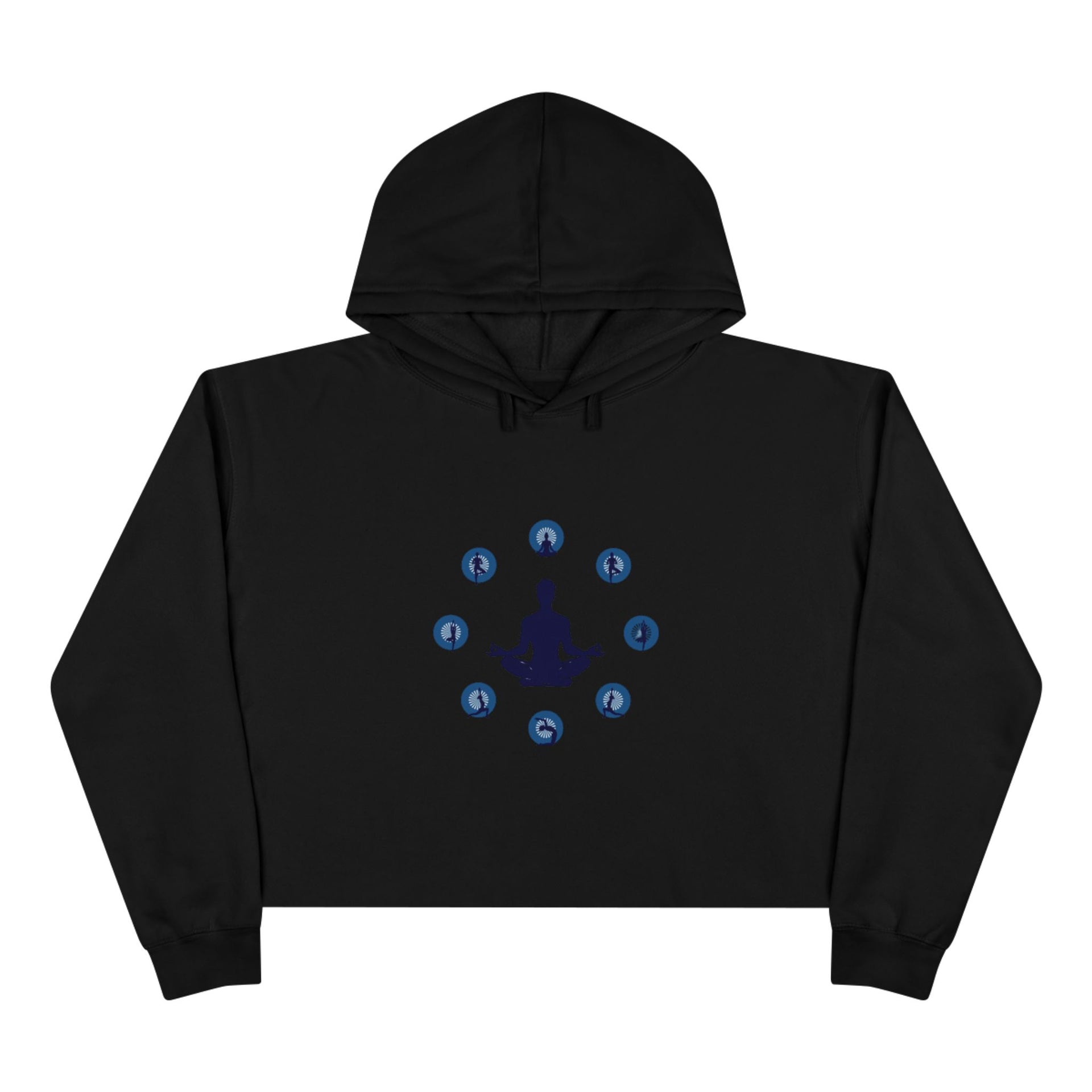 Chakra Meditation Crop Hoodie – Yoga Silhouette with Chakra Symbols