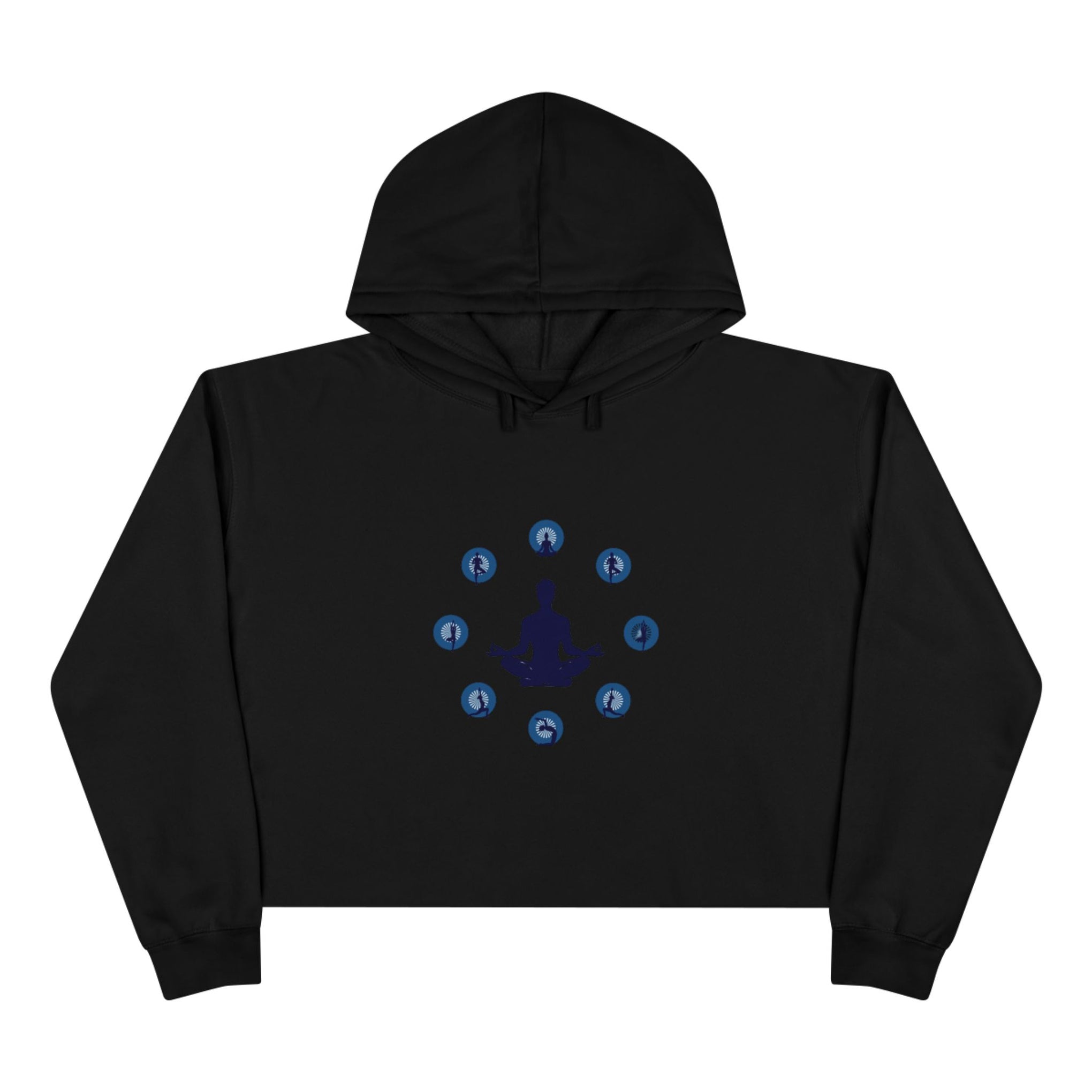 Chakra Meditation Crop Hoodie – Yoga Silhouette with Chakra Symbols
