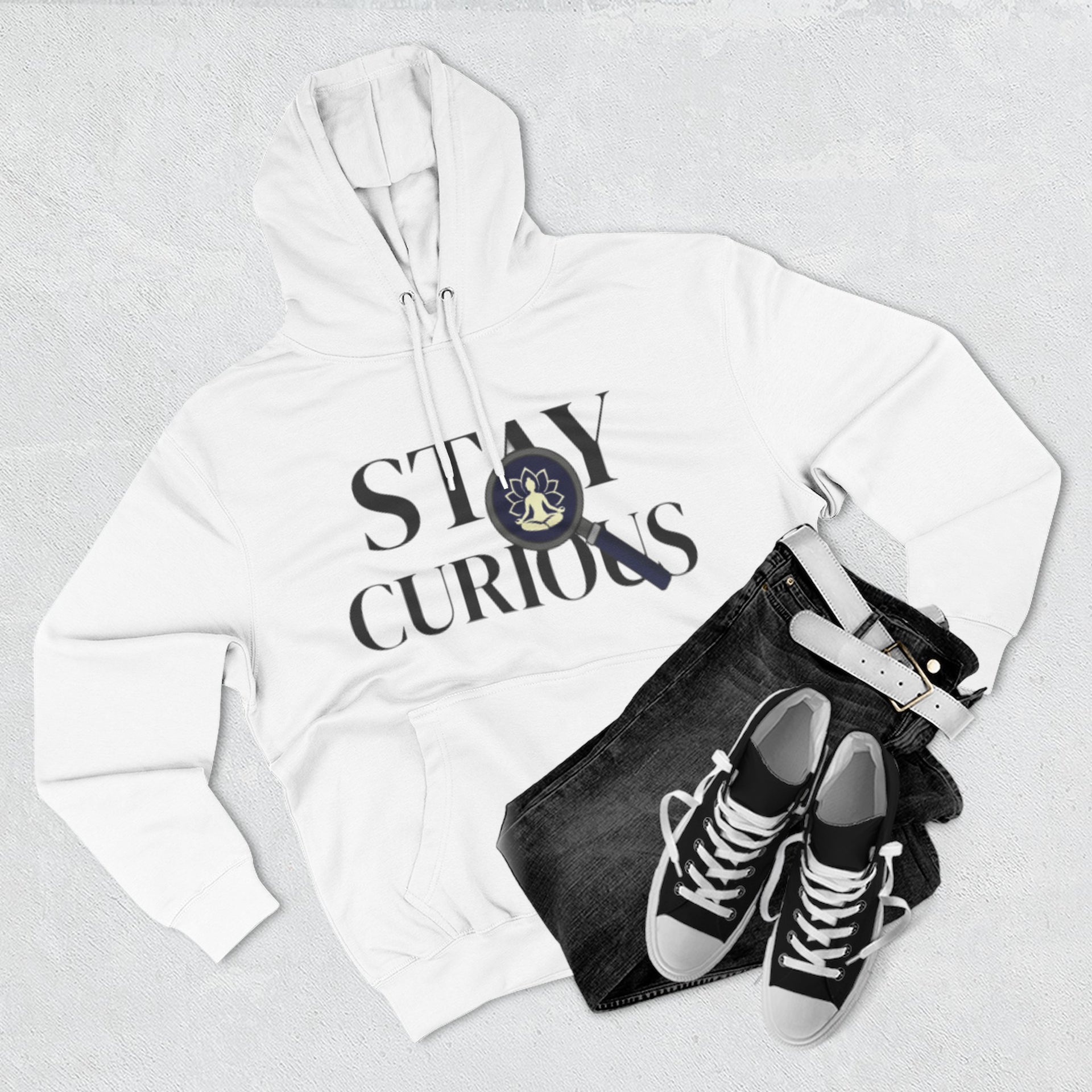 Stay Curious Fleece Hoodie — 'Inhale Exhale' Mindfulness Hoodie
