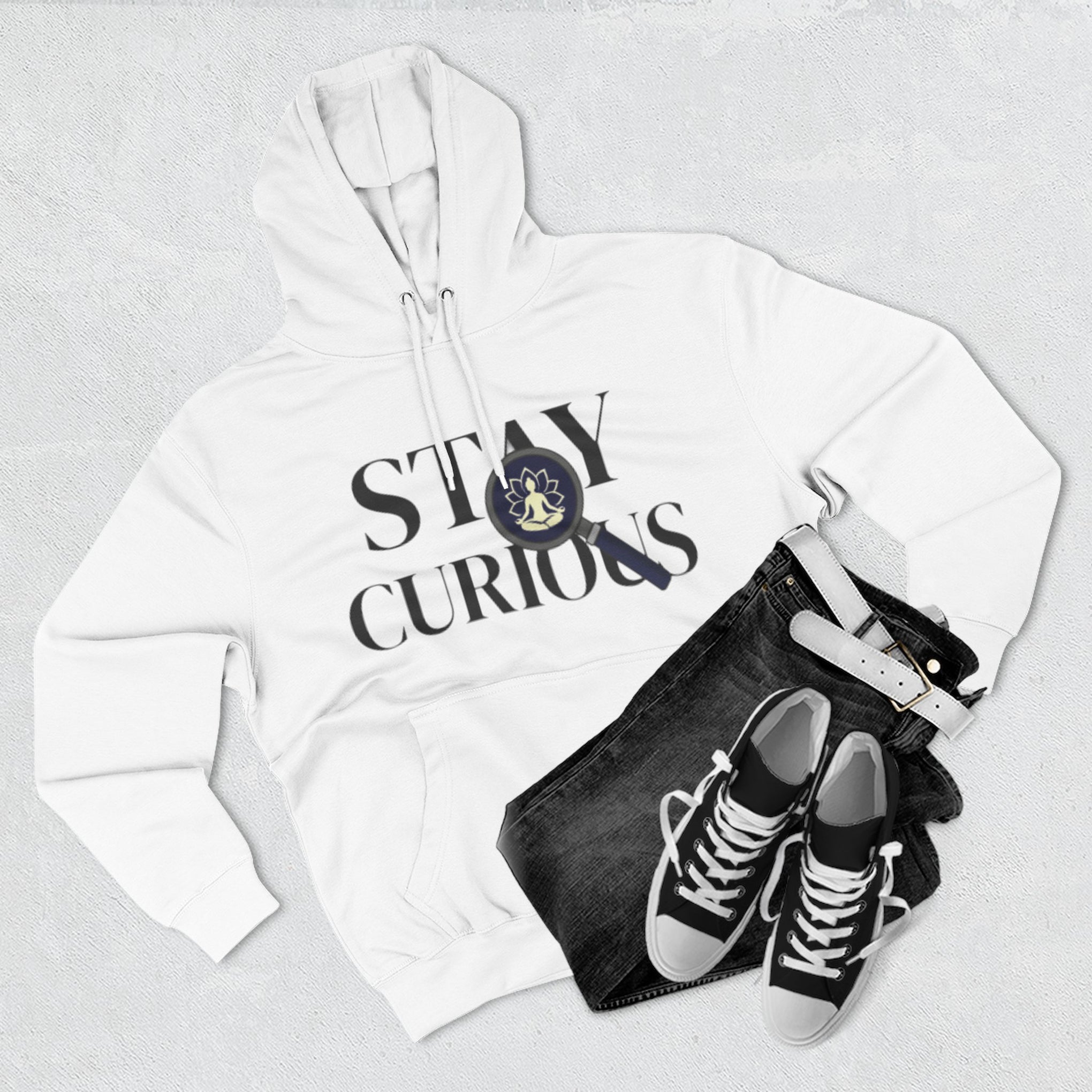 Stay Curious Fleece Hoodie — 'Inhale Exhale' Mindfulness Hoodie