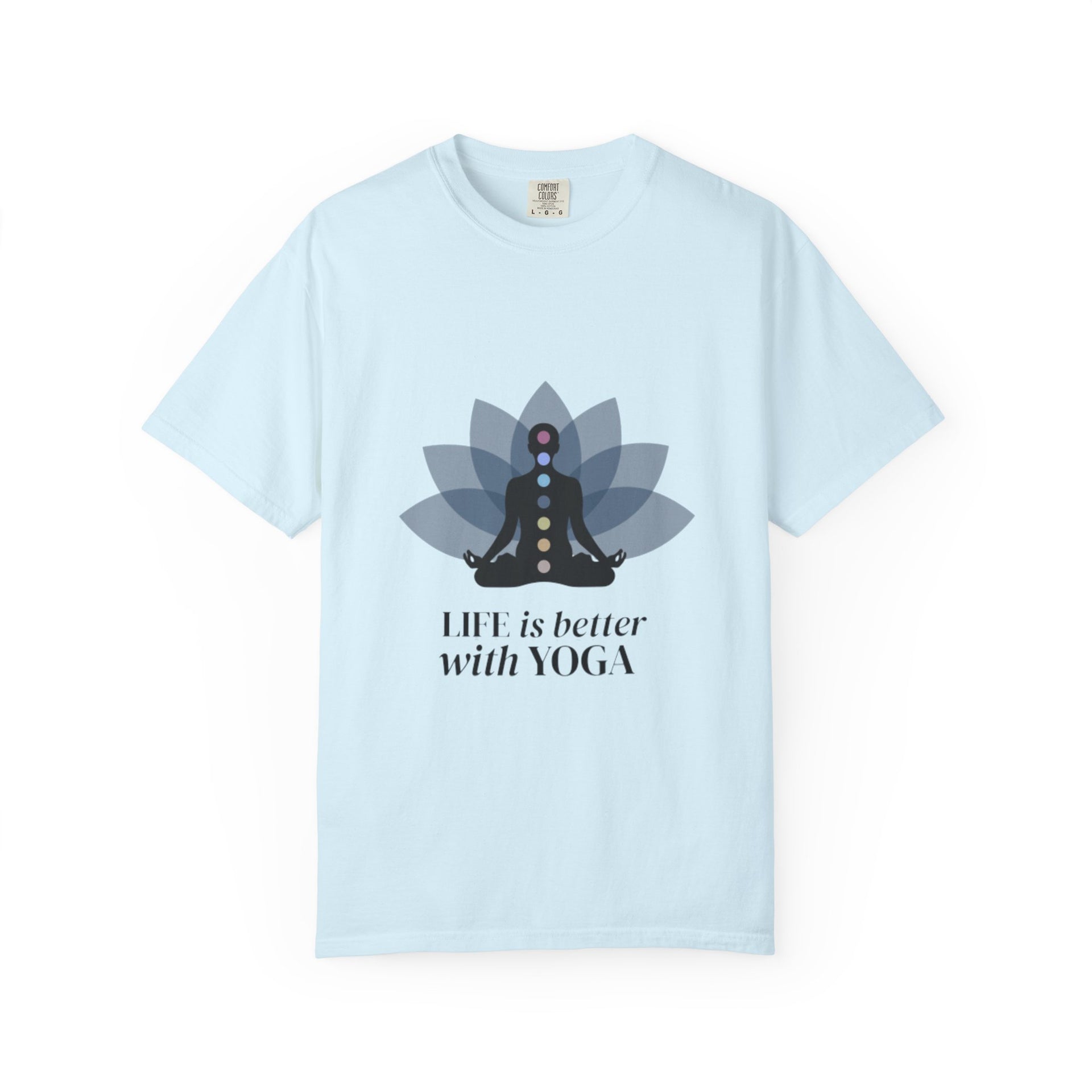 Yoga Chakra T‑Shirt — "Life Is Better With Yoga" Meditation Lotus Tee