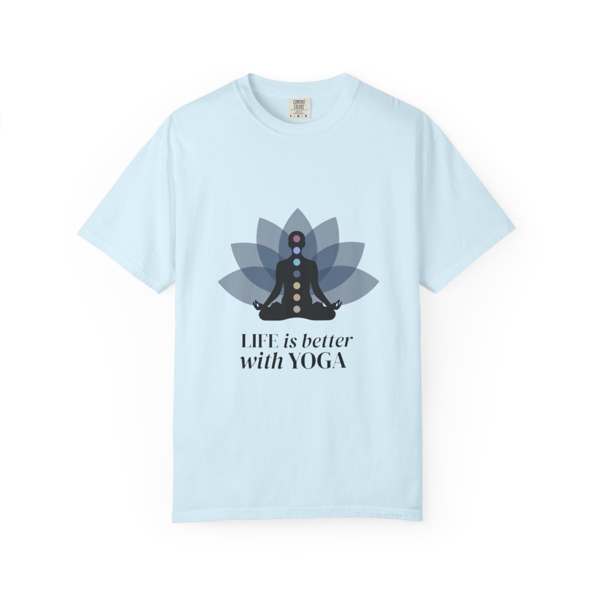 Yoga Chakra T‑Shirt — "Life Is Better With Yoga" Meditation Lotus Tee