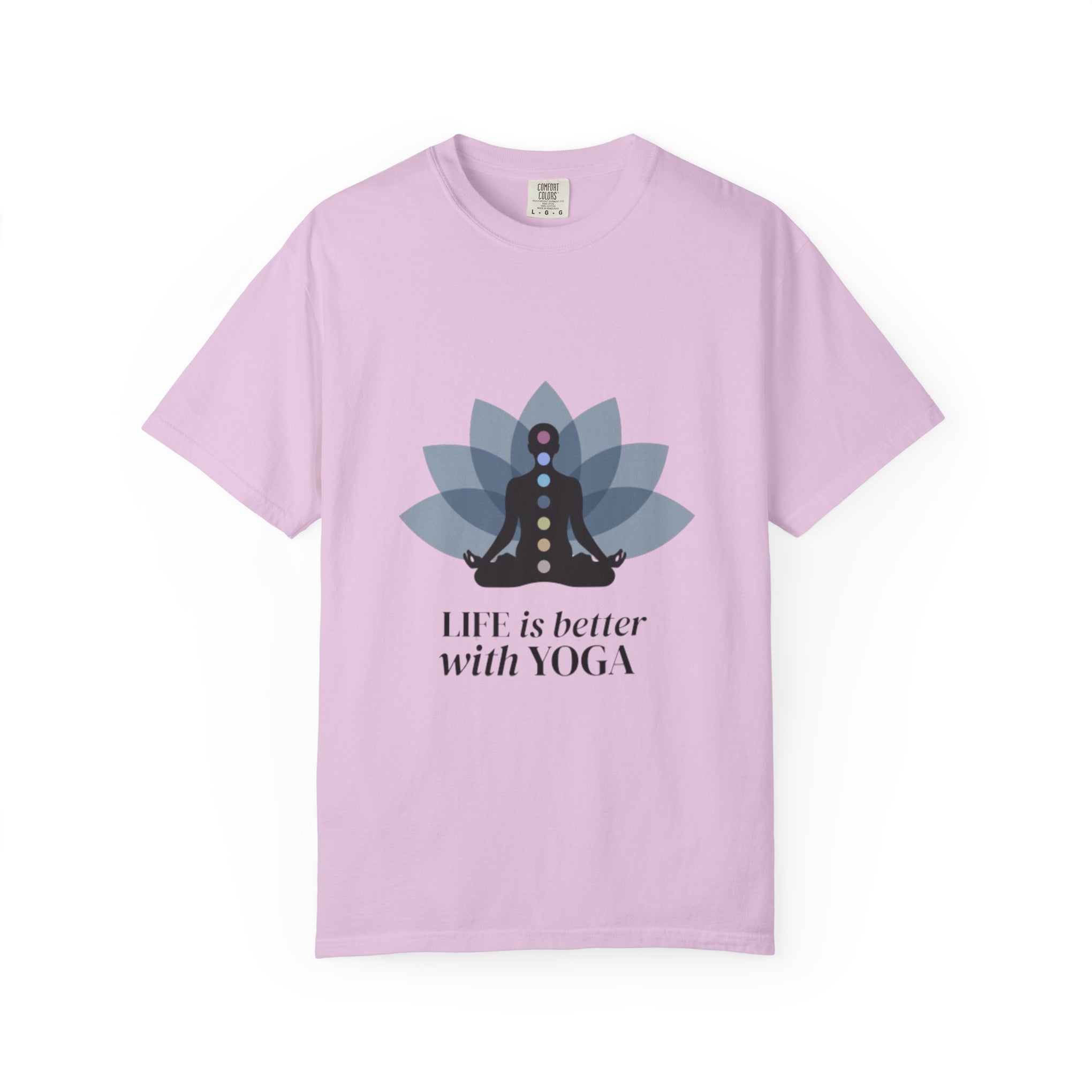 Yoga Chakra T‑Shirt — "Life Is Better With Yoga" Meditation Lotus Tee