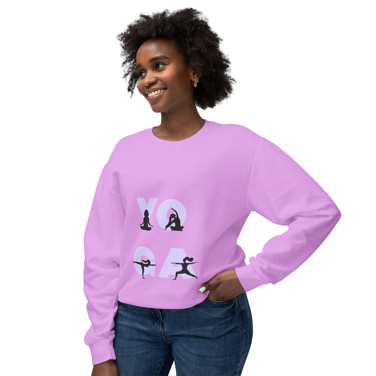 Yoga Pose Crewneck Sweatshirt — 'YOGA' Silhouette Design