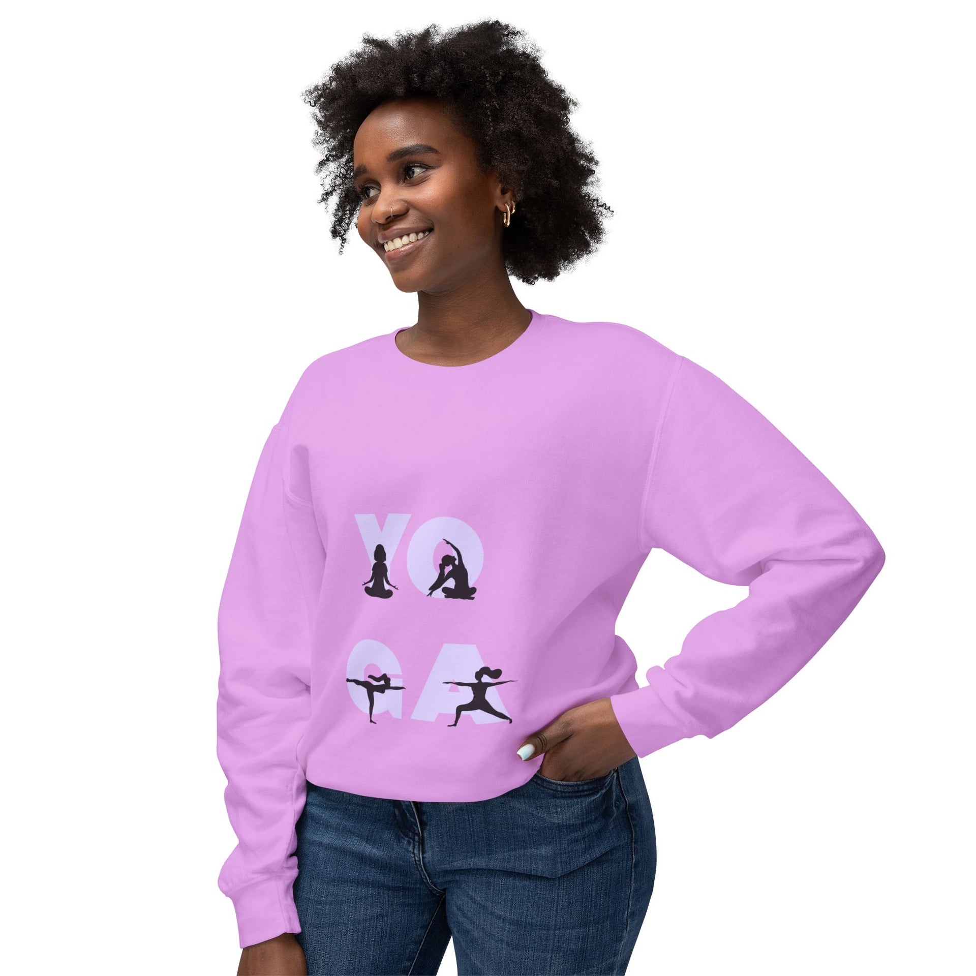 Yoga Pose Crewneck Sweatshirt — 'YOGA' Silhouette Design