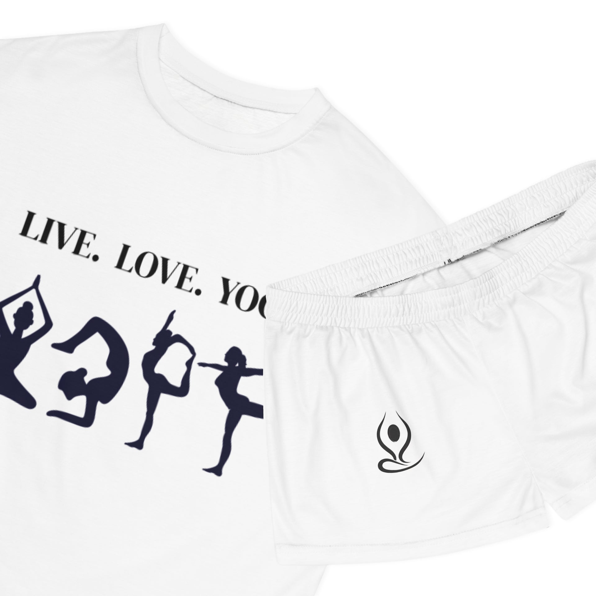 Live. Love. Yoga. Women's Short Pajama Set — Relaxed Yoga Sleepwear