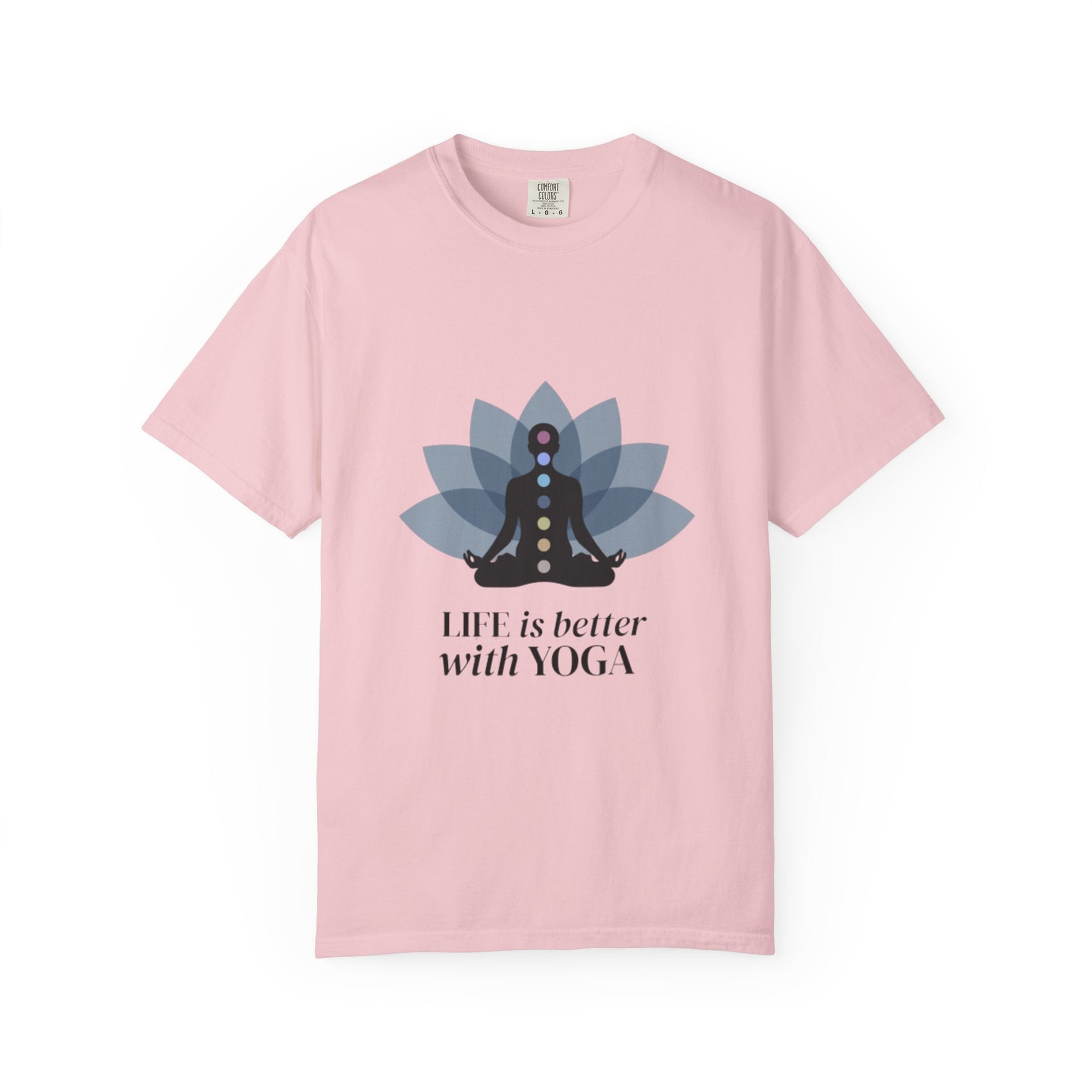 Yoga Chakra T‑Shirt — "Life Is Better With Yoga" Meditation Lotus Tee