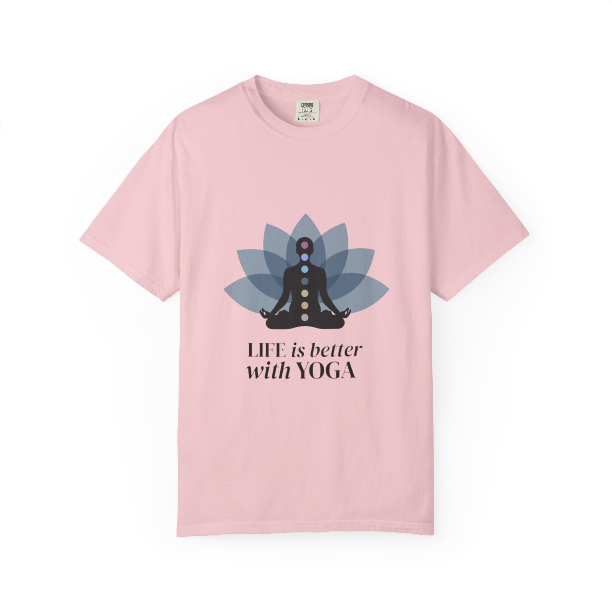 Yoga Chakra T‑Shirt — "Life Is Better With Yoga" Meditation Lotus Tee