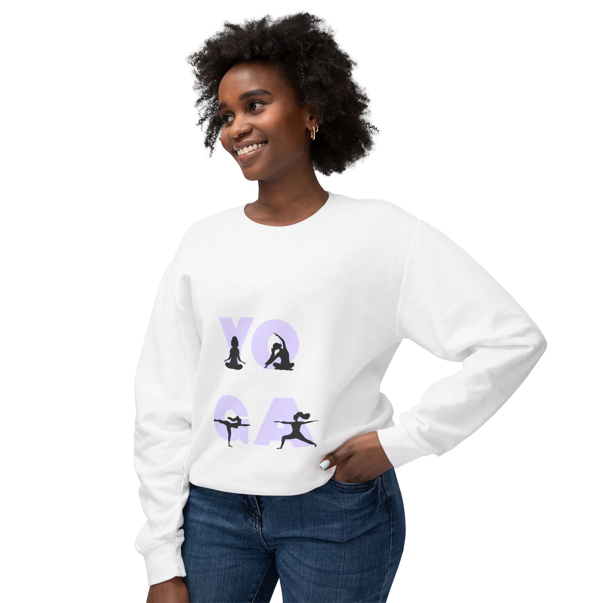 Yoga Pose Crewneck Sweatshirt — 'YOGA' Silhouette Design