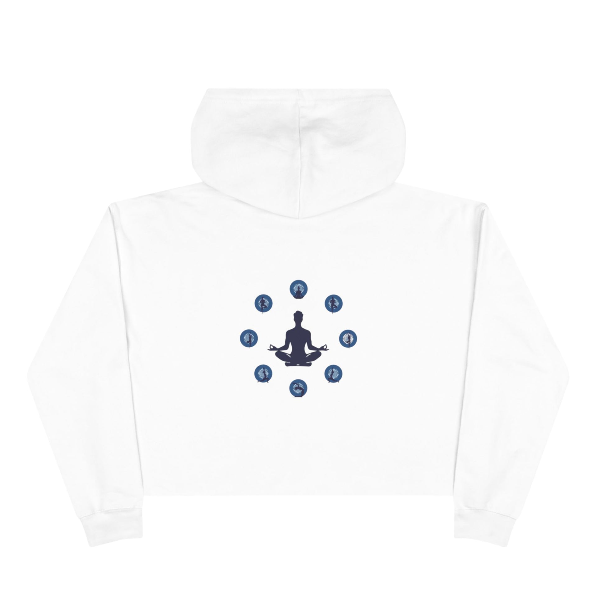 Chakra Meditation Crop Hoodie – Yoga Silhouette with Chakra Symbols