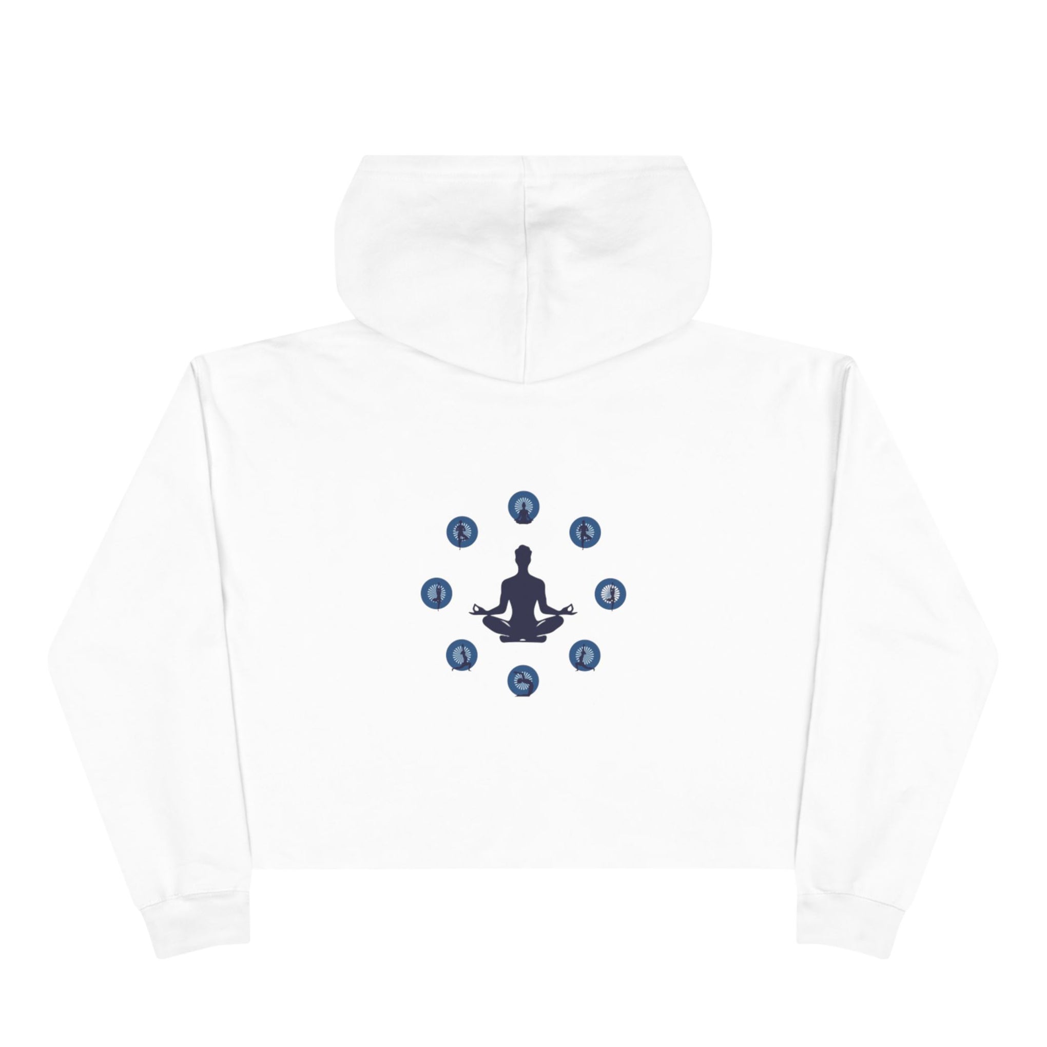 Chakra Meditation Crop Hoodie – Yoga Silhouette with Chakra Symbols