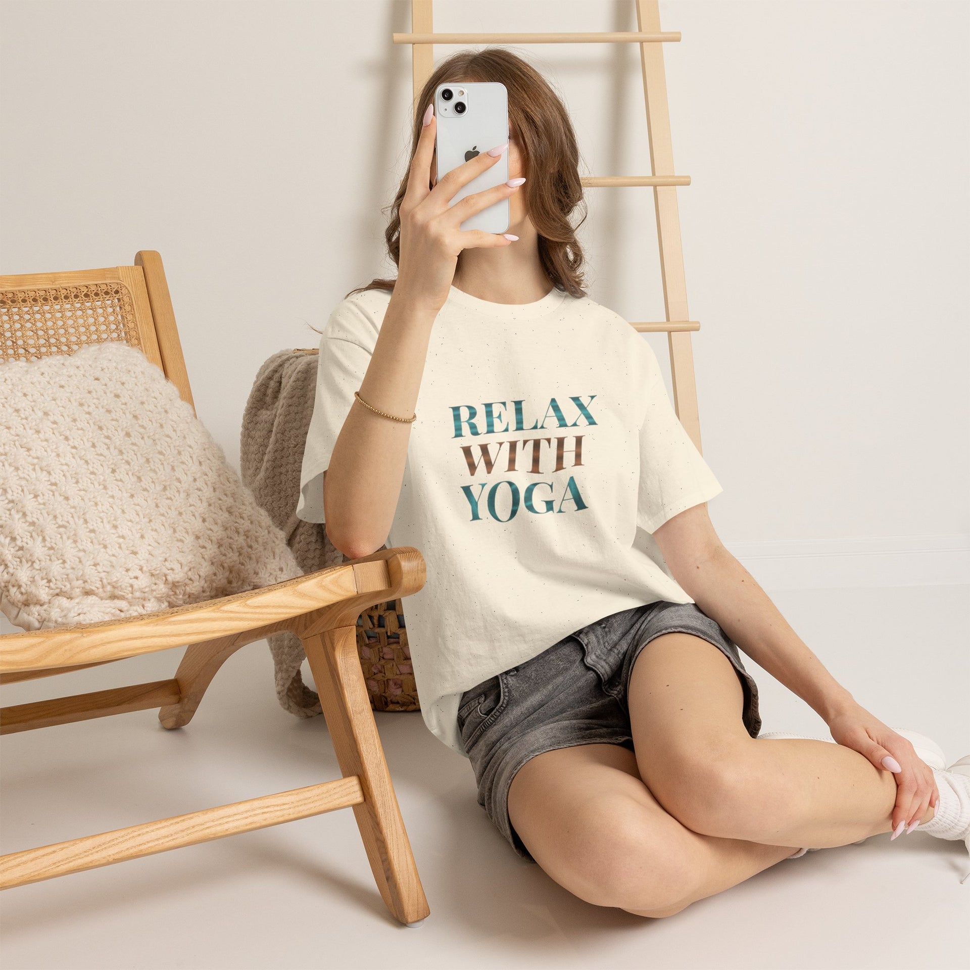 Relax With Yoga T-Shirt — Minimal Wellness Tee for Yogis & Meditation