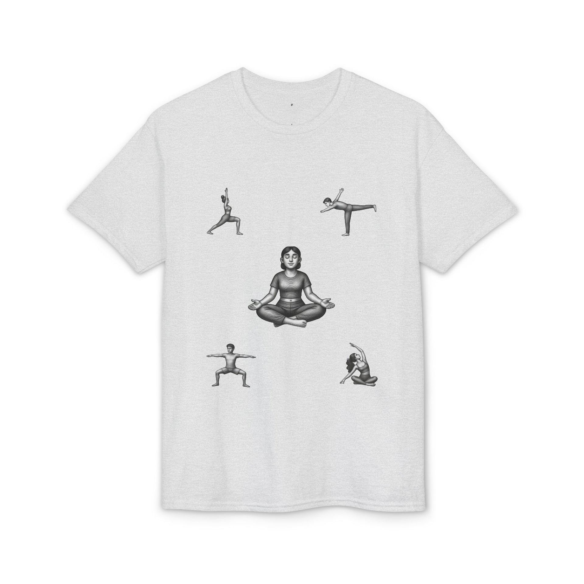 Yoga Poses T-Shirt — Meditating Figure with Asanas Graphic Tee