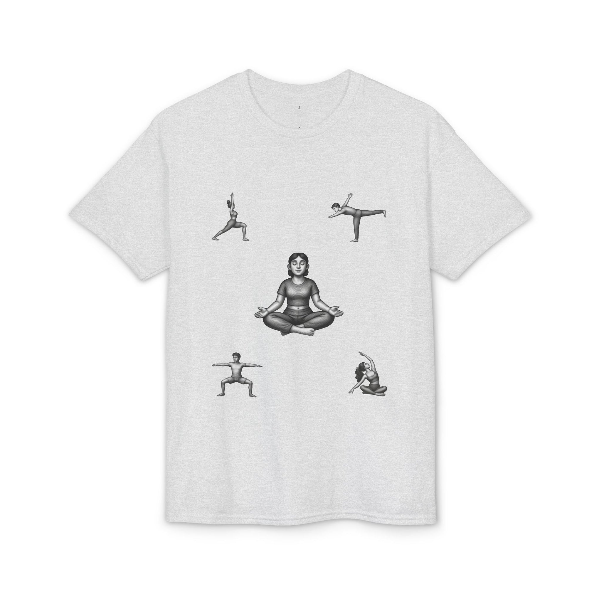 Yoga Poses T-Shirt — Meditating Figure with Asanas Graphic Tee