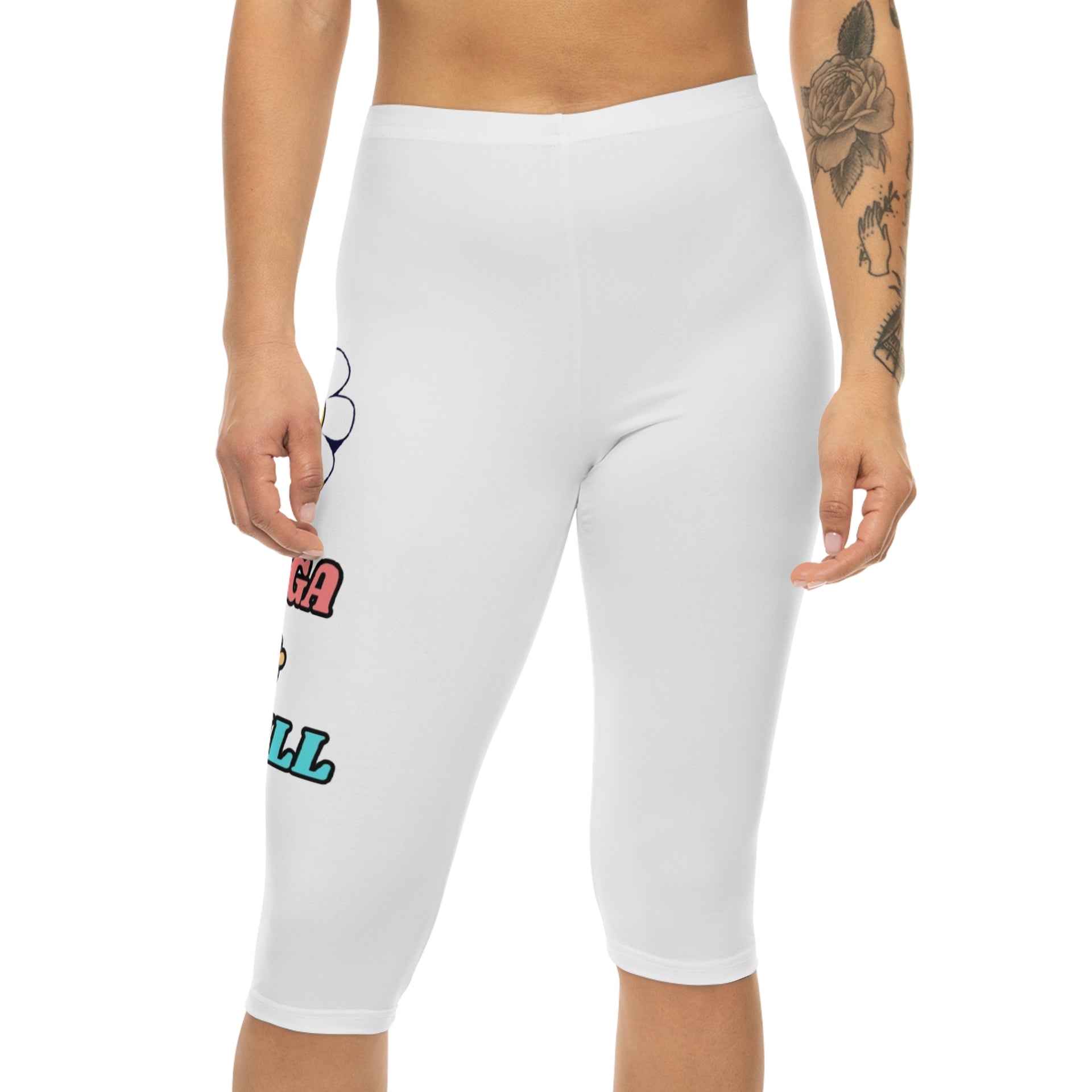 Capri Leggings — 'You Gotta Be Cool' Smiley Flower Graphic