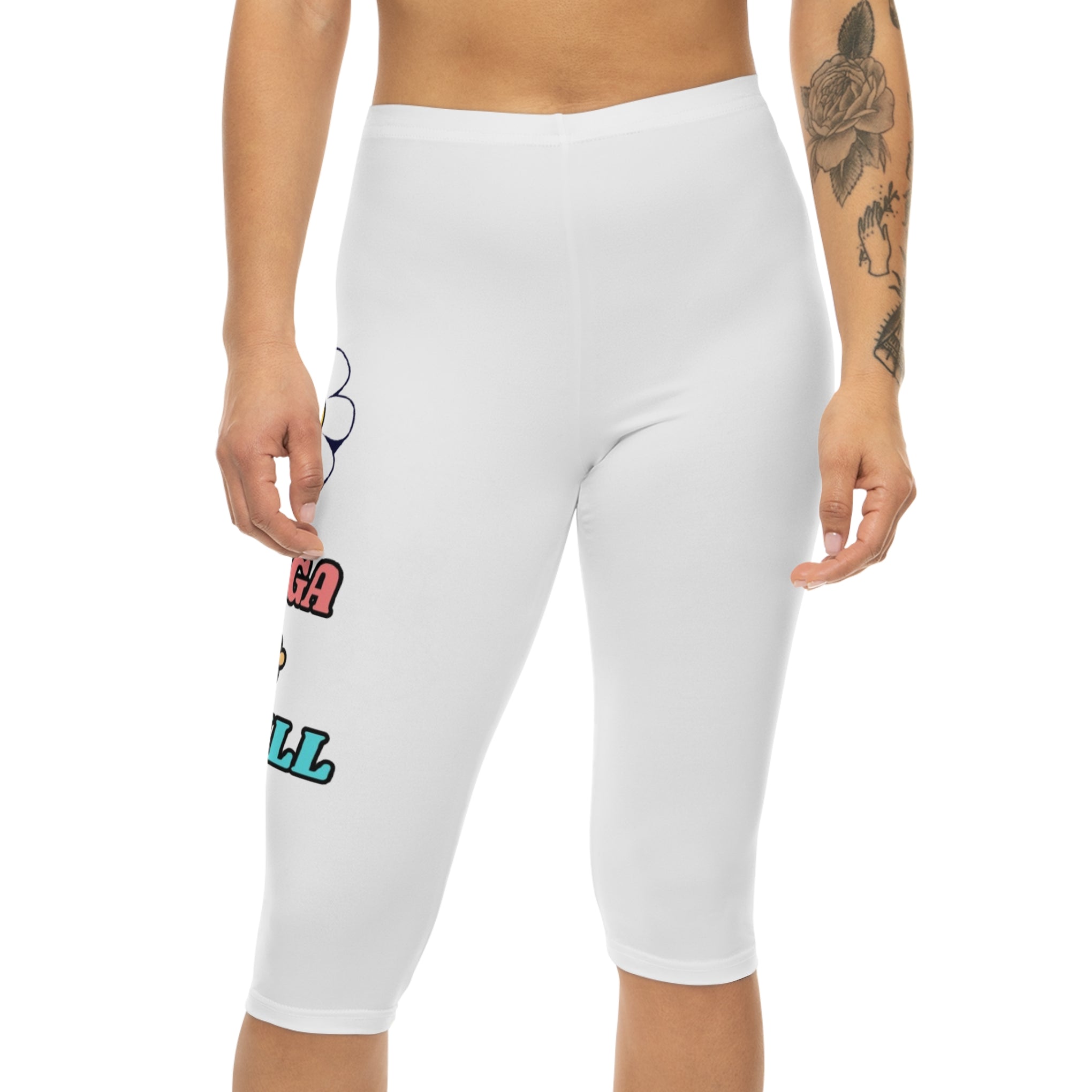 Capri Leggings — 'You Gotta Be Cool' Smiley Flower Graphic