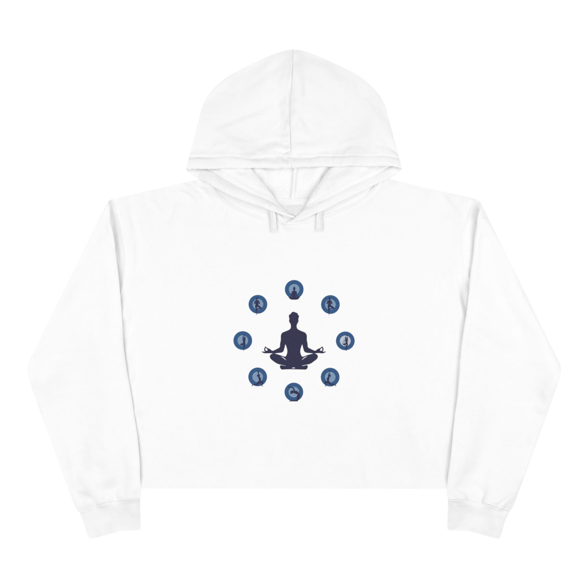 Chakra Meditation Crop Hoodie – Yoga Silhouette with Chakra Symbols