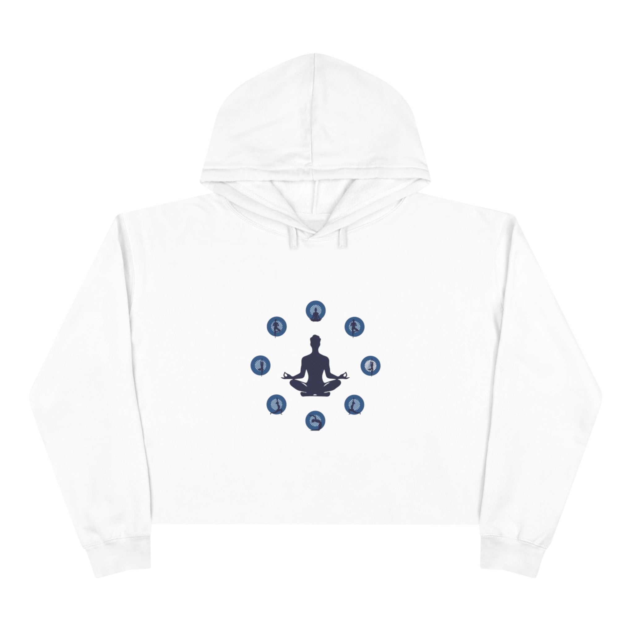 Chakra Meditation Crop Hoodie – Yoga Silhouette with Chakra Symbols