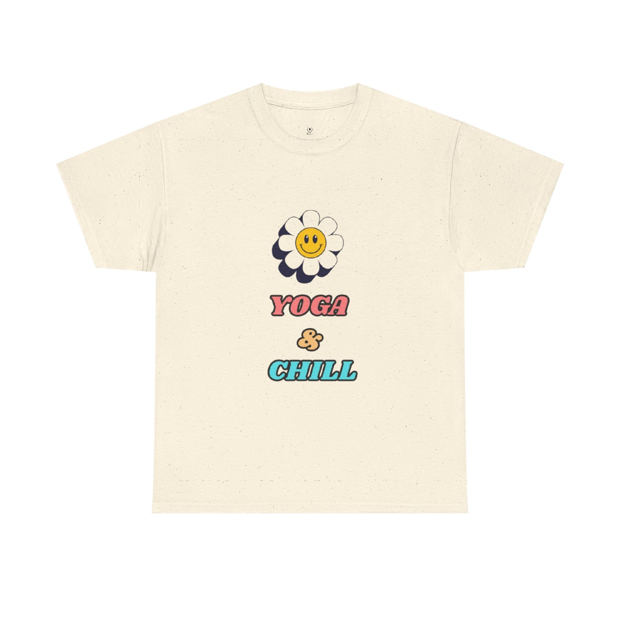 Yoga & Chill T‑Shirt — Smiley Daisy Graphic Tee for Yoga Lovers