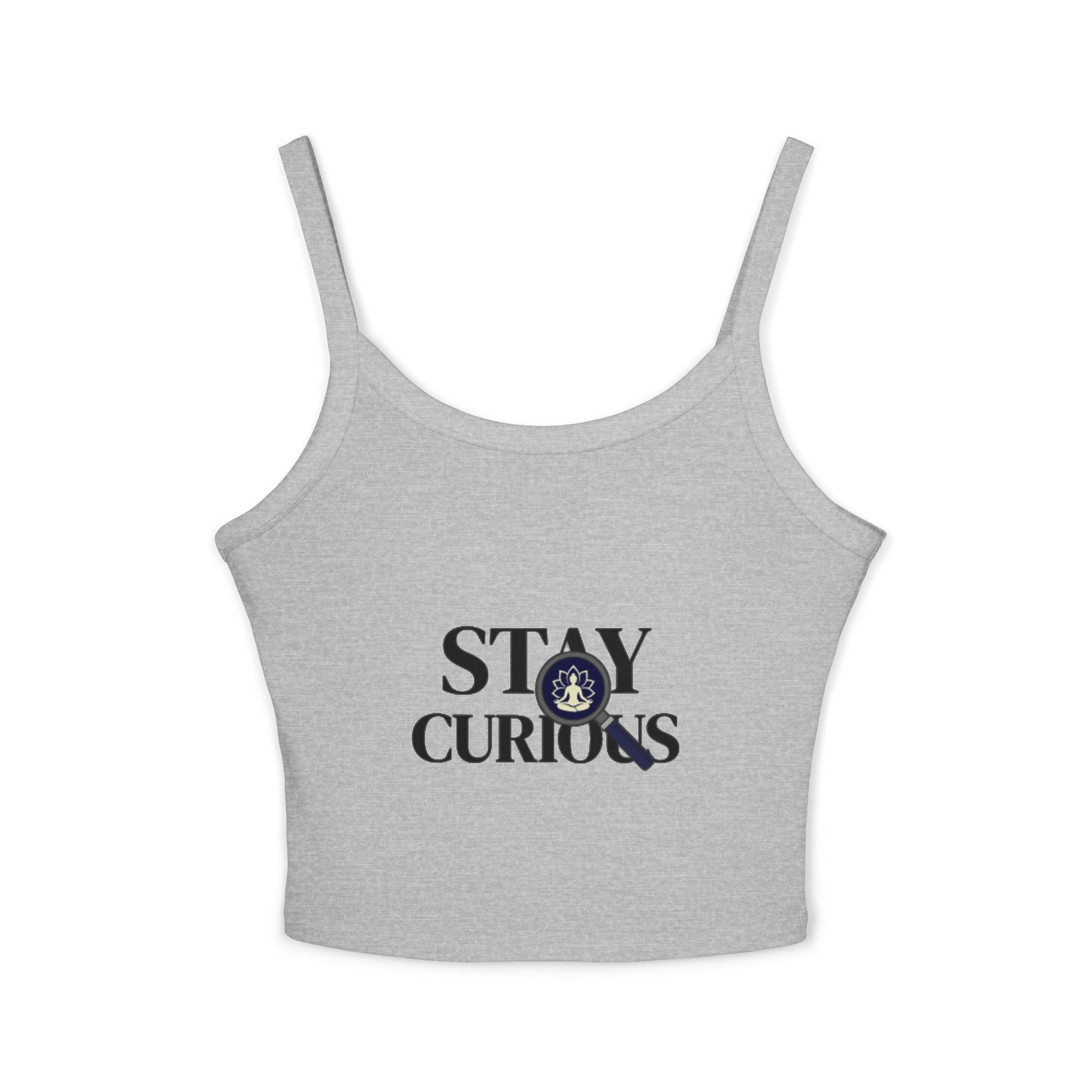 Stay Curious Crop Tank Top — Women's Spaghetti Strap Graphic Tank