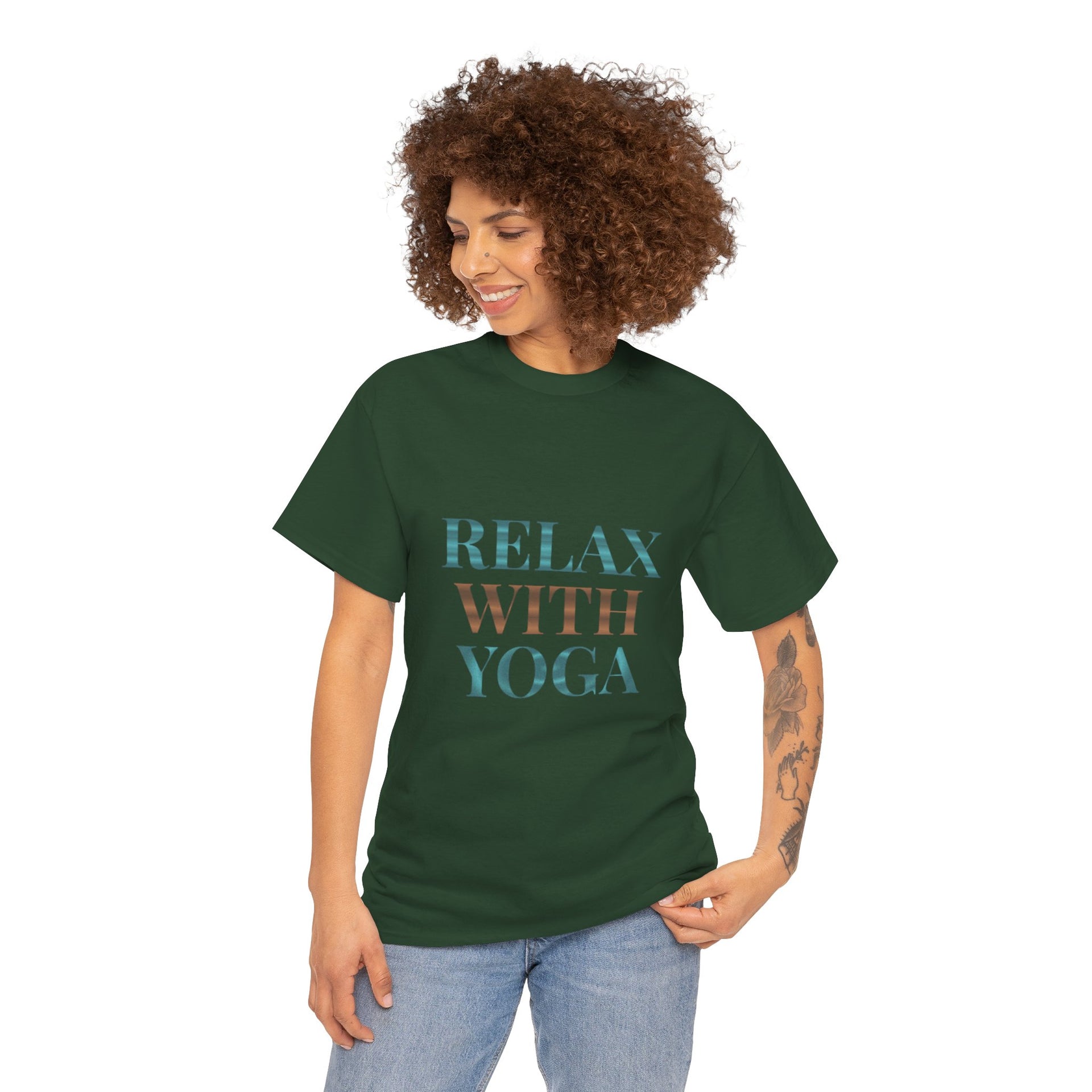 Relax With Yoga T-Shirt — Minimal Wellness Tee for Yogis & Meditation