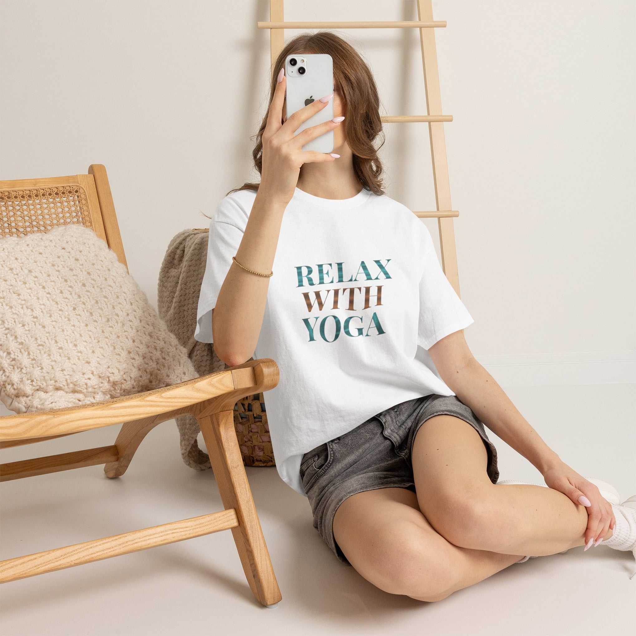 Relax With Yoga T-Shirt — Minimal Wellness Tee for Yogis & Meditation