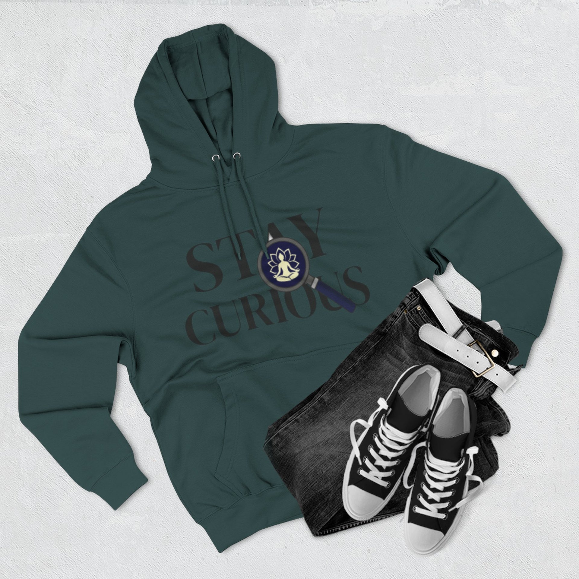 Stay Curious Fleece Hoodie — 'Inhale Exhale' Mindfulness Hoodie
