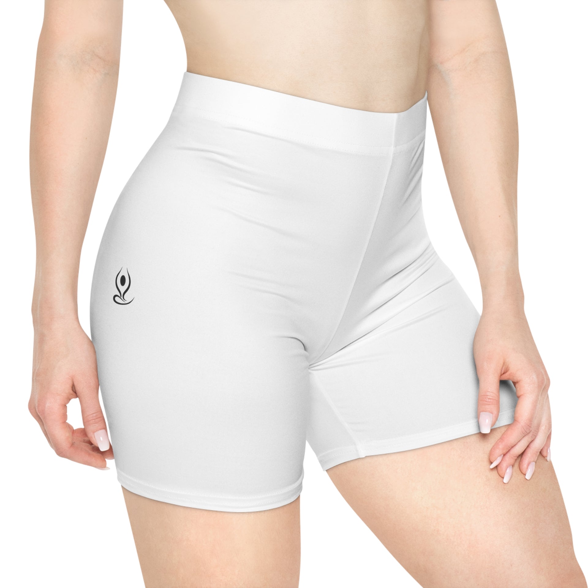 Women's Yoga Biker Shorts — Minimal Lotus Yoga Pose Design
