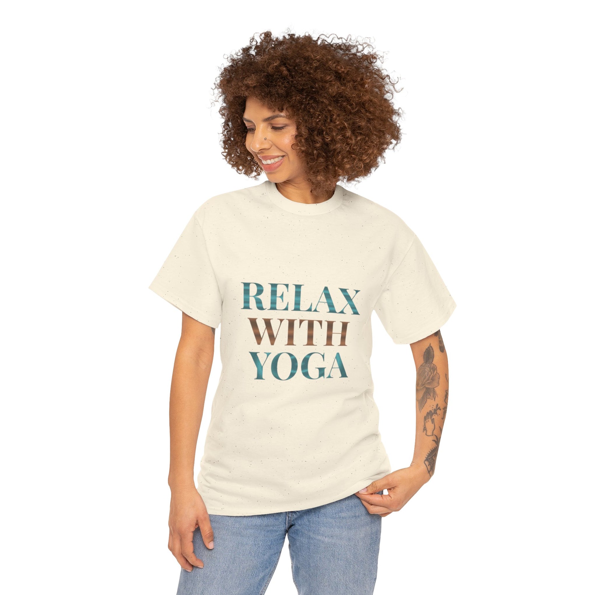 Relax With Yoga T-Shirt — Minimal Wellness Tee for Yogis & Meditation