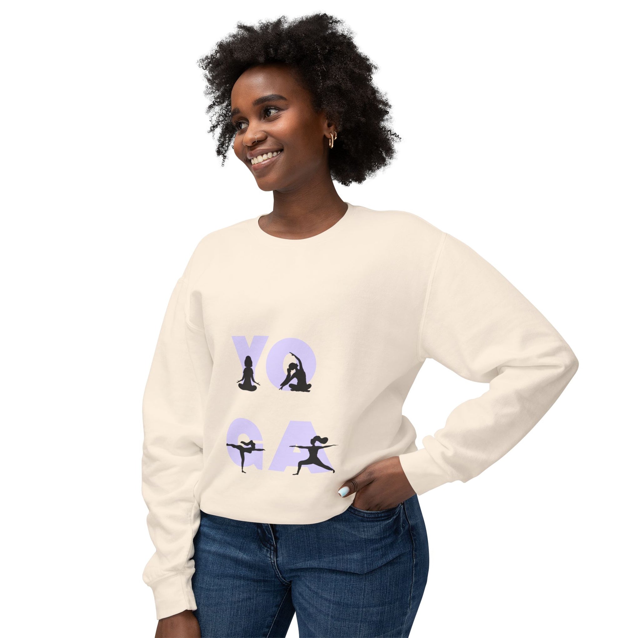 Yoga Pose Crewneck Sweatshirt — 'YOGA' Silhouette Design