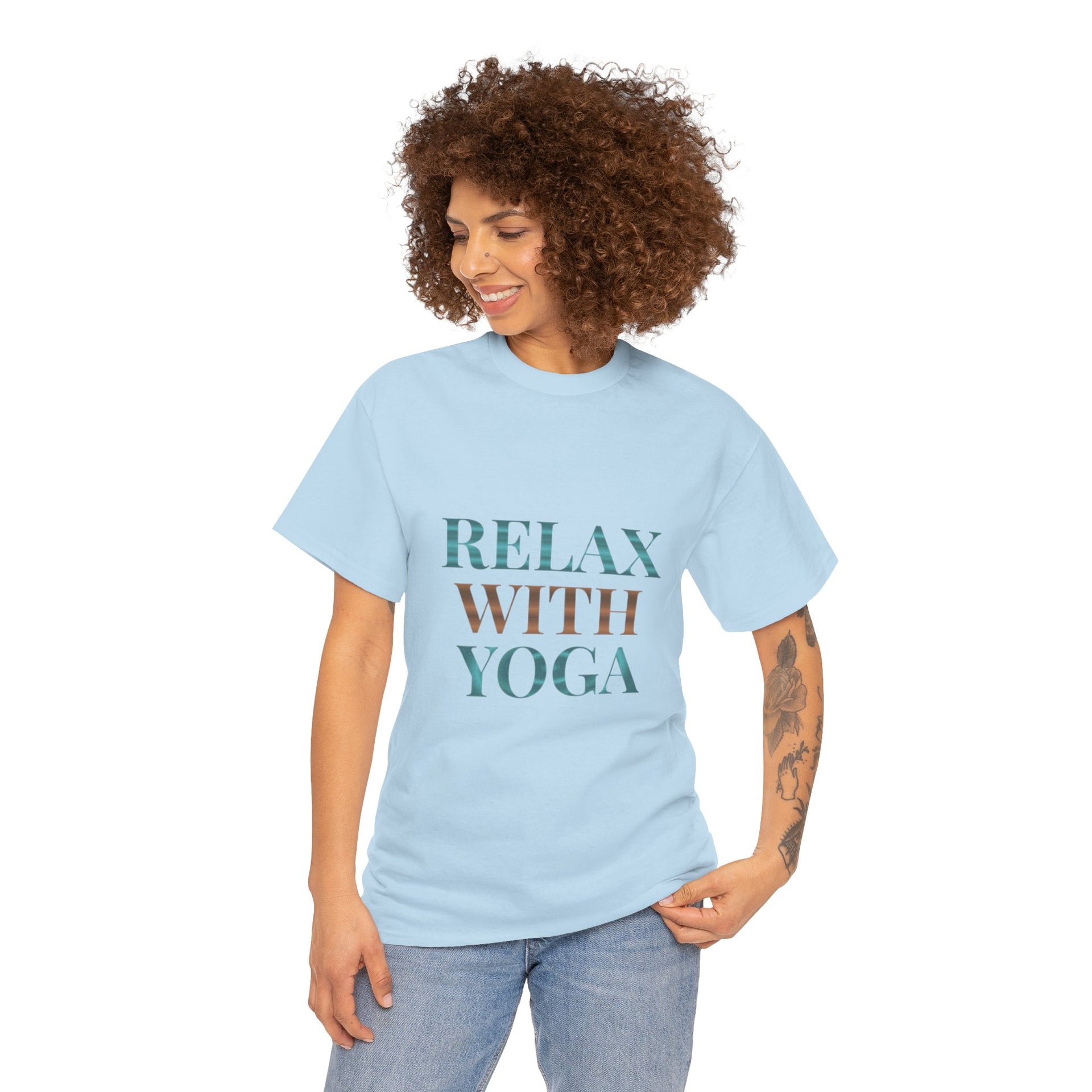Relax With Yoga T-Shirt — Minimal Wellness Tee for Yogis & Meditation