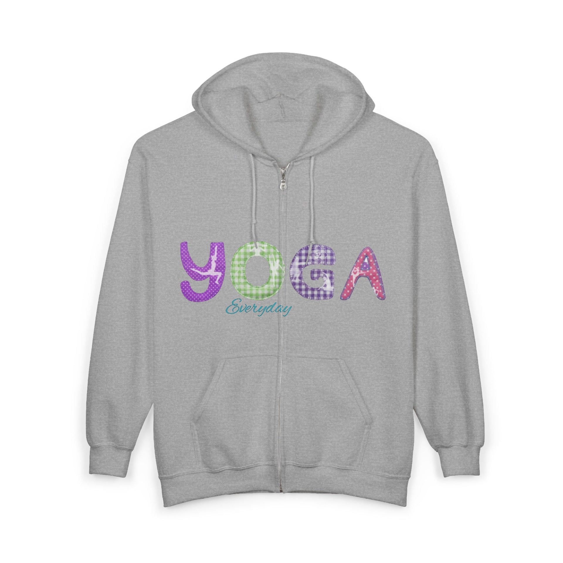 Yoga Everyday Zip Hoodie — Colorful Plaid Lettering Yoga Sweatshirt