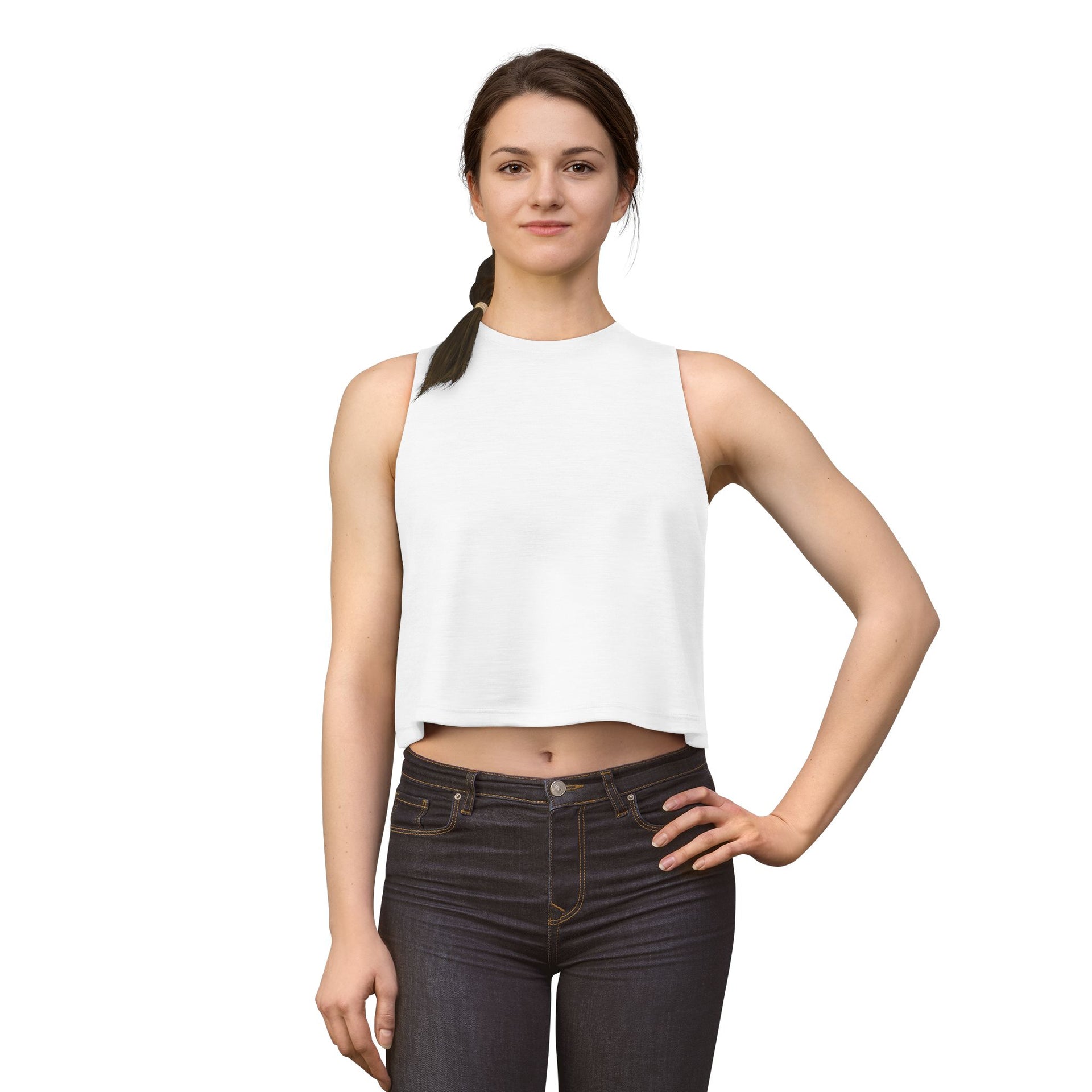 Crop Top — Minimal White Yoga Tank, Relaxed Women's Workout & Lounge Top
