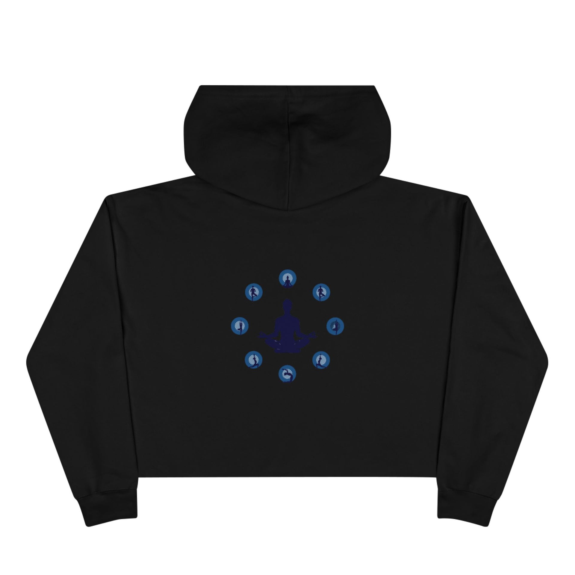 Chakra Meditation Crop Hoodie – Yoga Silhouette with Chakra Symbols