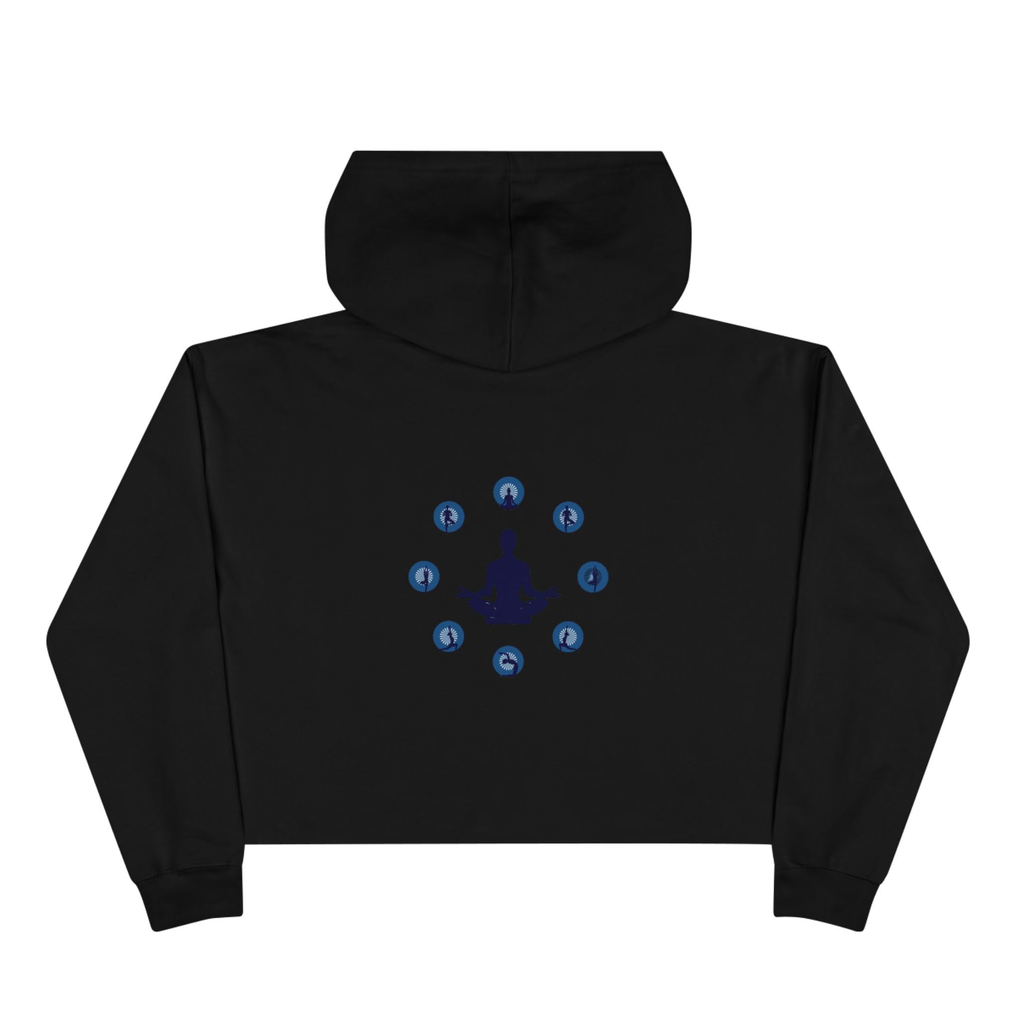 Chakra Meditation Crop Hoodie – Yoga Silhouette with Chakra Symbols