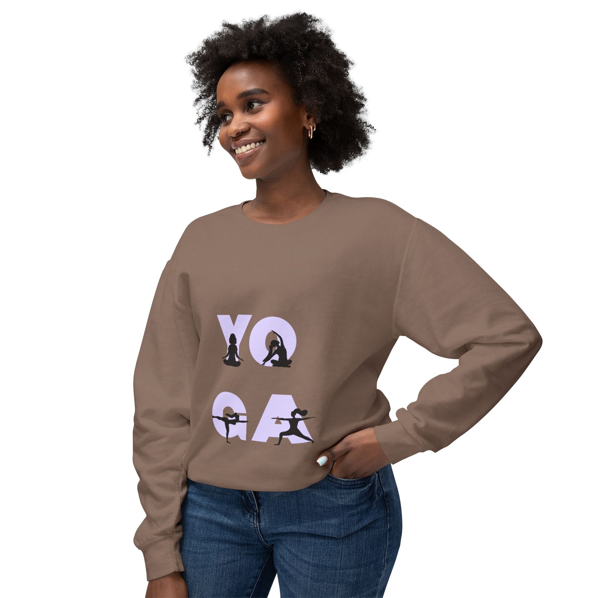 Yoga Pose Crewneck Sweatshirt — 'YOGA' Silhouette Design