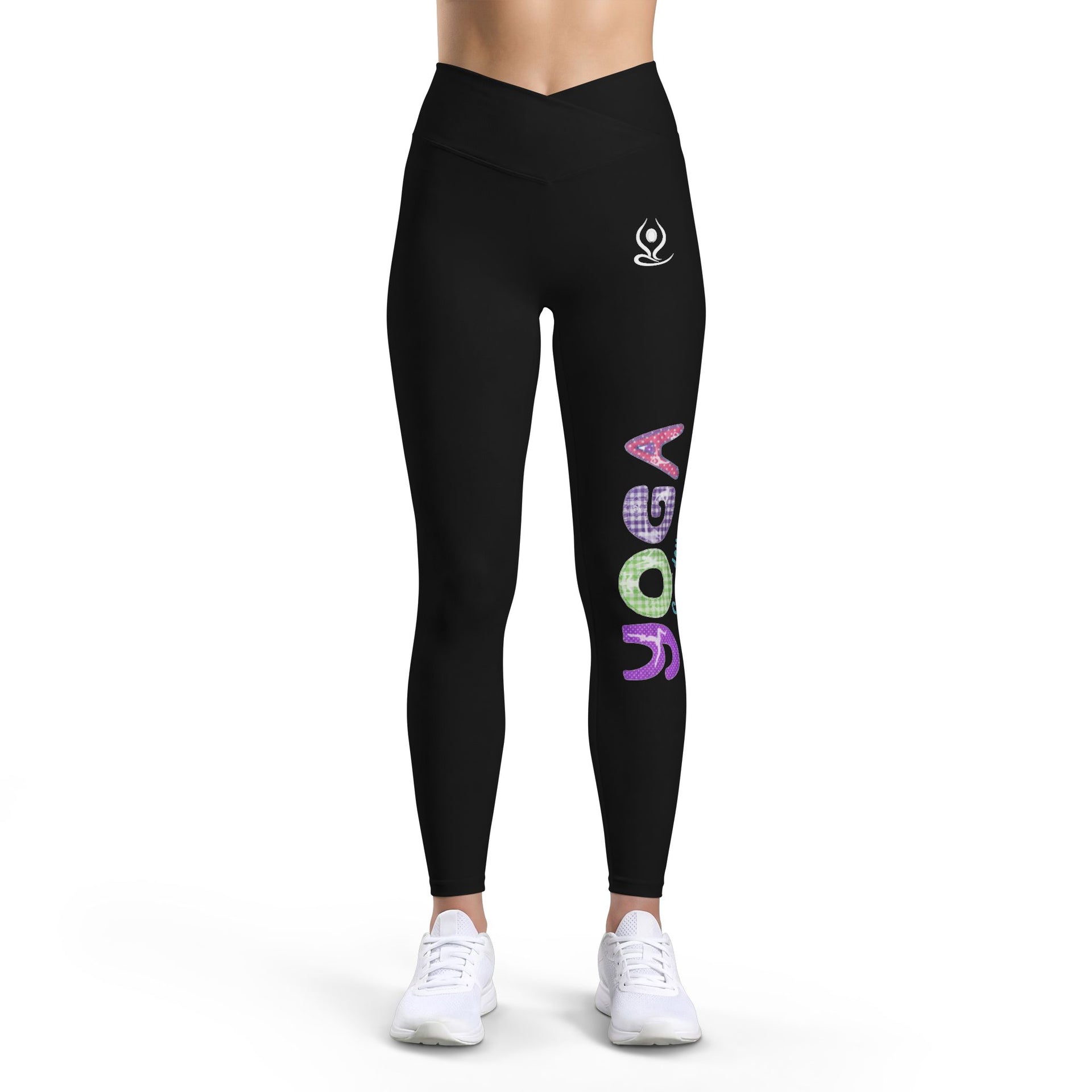 Yoga Leggings — Women’s Luxe High-Waist Yoga Leggings with Colorful Gradient ‘YOGA’ Side Print