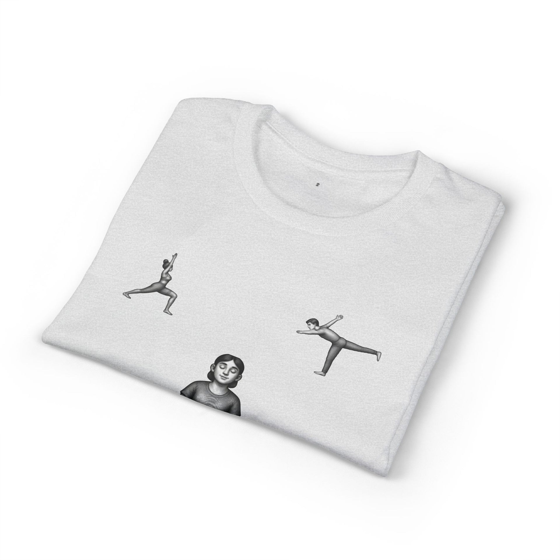 Yoga Poses T-Shirt — Meditating Figure with Asanas Graphic Tee