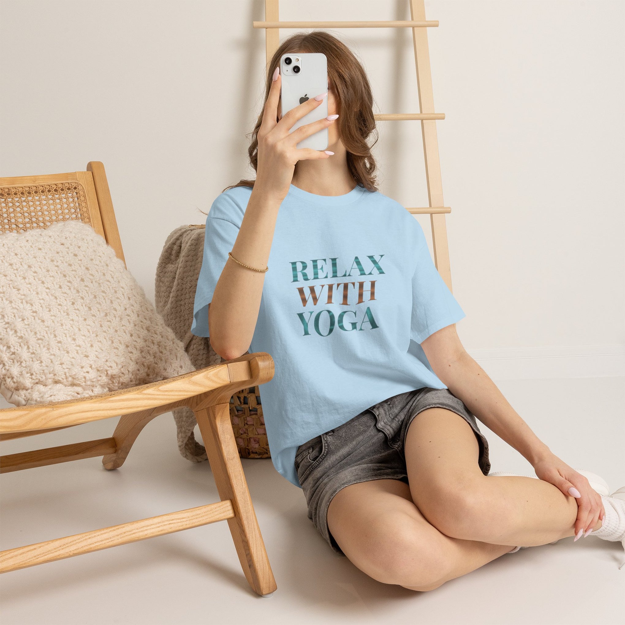 Relax With Yoga T-Shirt — Minimal Wellness Tee for Yogis & Meditation